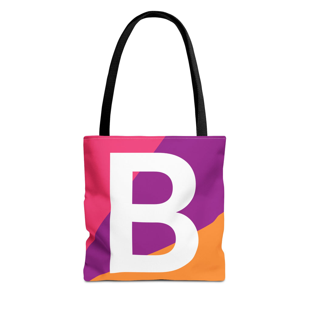 Monogram 'B' Colorblock Tote Bag — Personalized Initial B Shoulder Tote