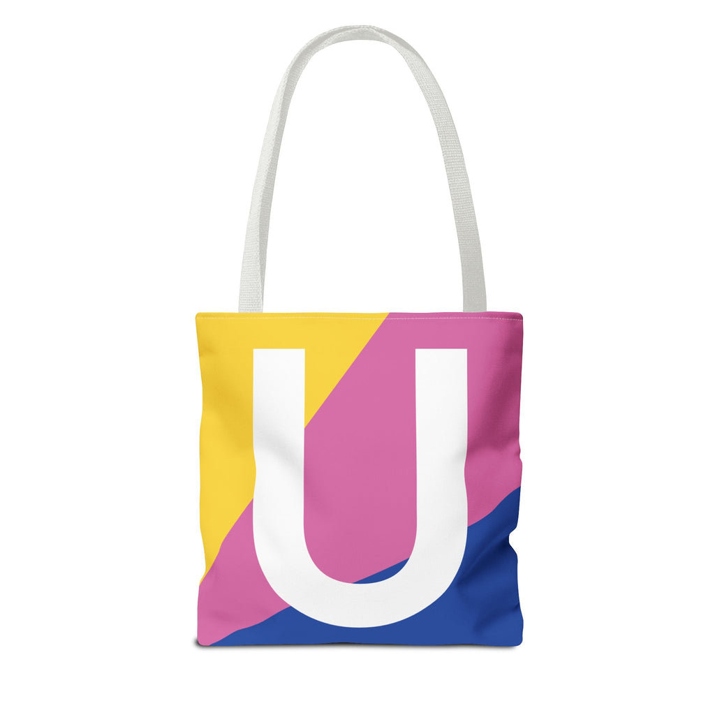 Monogram 'U' Colorblock Tote Bag — Personalized Initial U Shoulder Tote