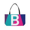 Personalized 'B' Colorblock Tote Bag — Monogram Weekender Tote