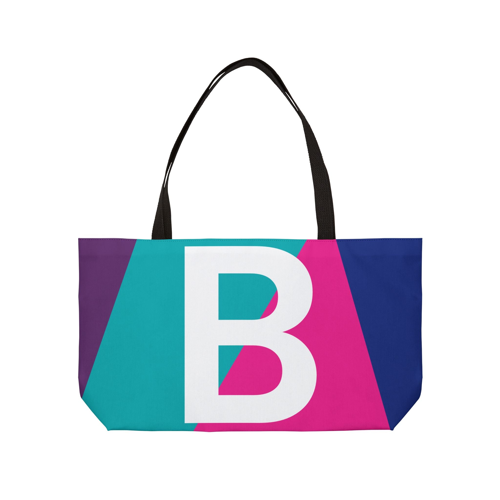 Personalized 'B' Colorblock Tote Bag — Monogram Weekender Tote