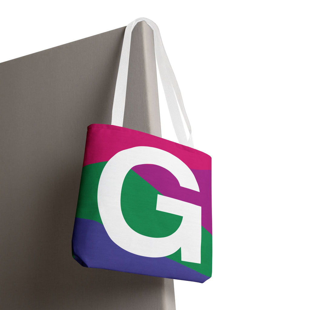 Monogram 'G' Colorblock Tote Bag — Personalized Initial G Shoulder Tote