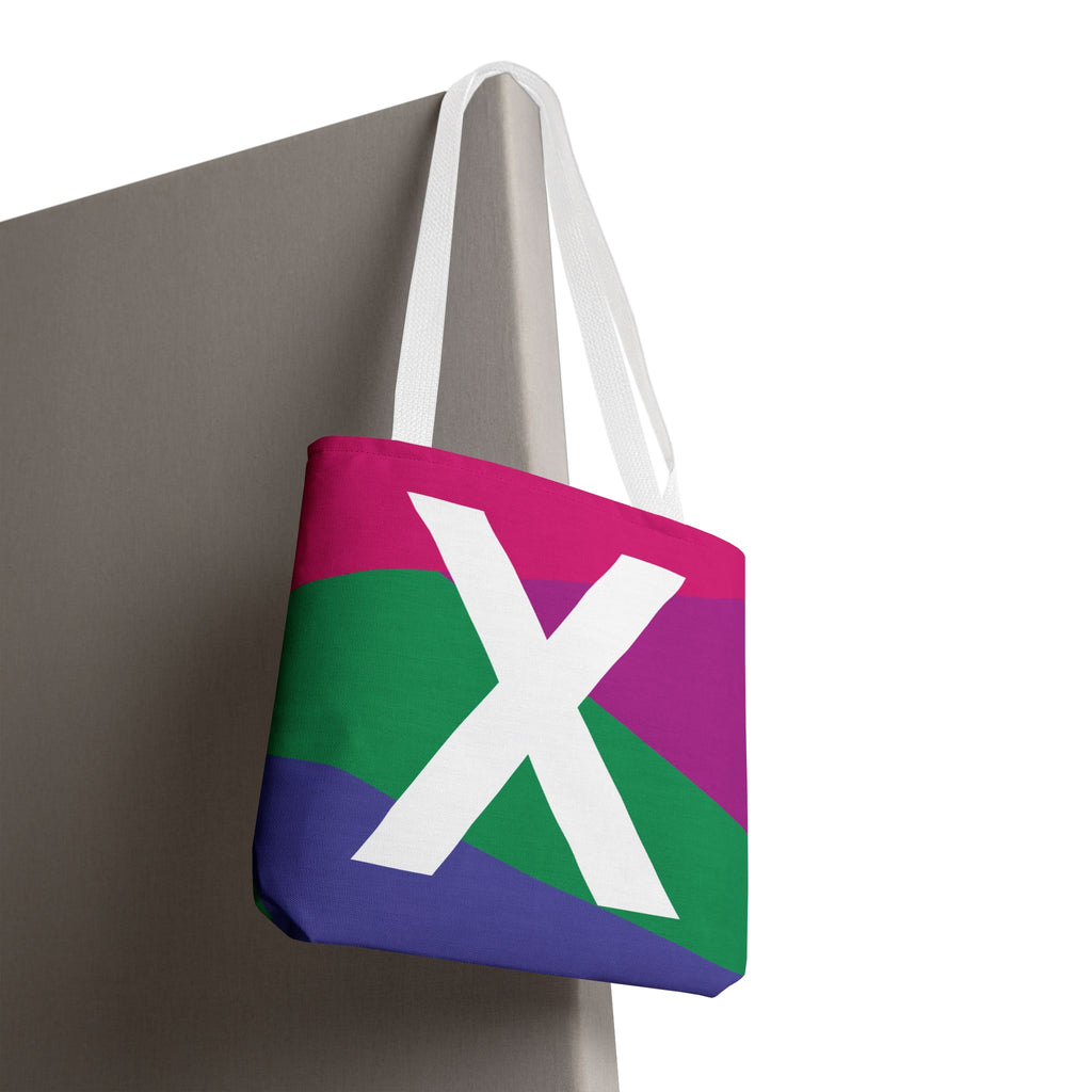 Monogram 'X' Colorblock Tote Bag — Personalized Initial X Shoulder Tote