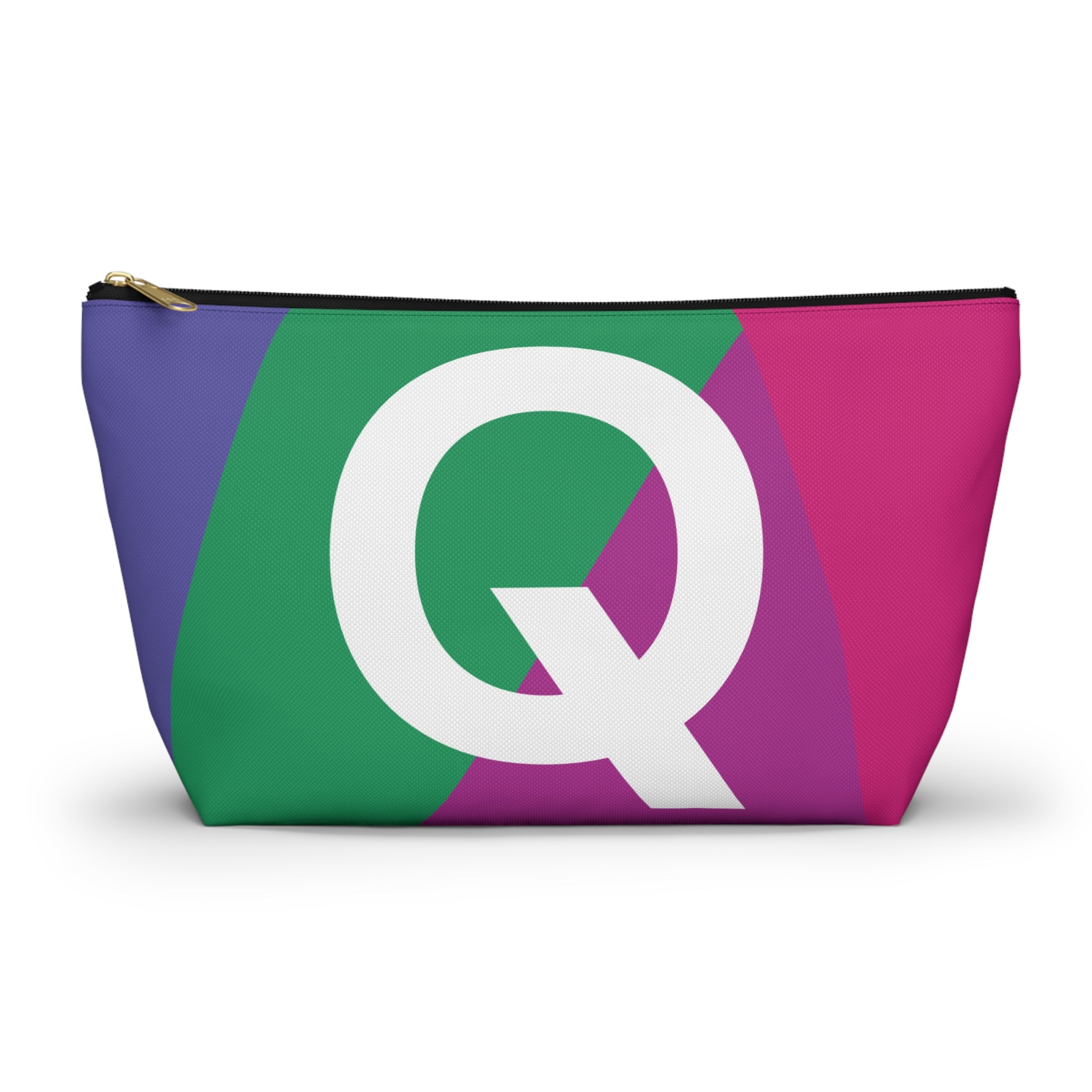 Initials Colorblock Accessory Pouch — Monogram Q T-Bottom Cosmetic Bag