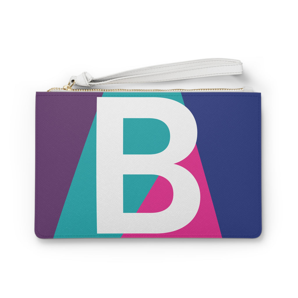Monogram 'B' Colorblock Clutch Bag — Bold Geometric Wristlet for Everyday & Gifts