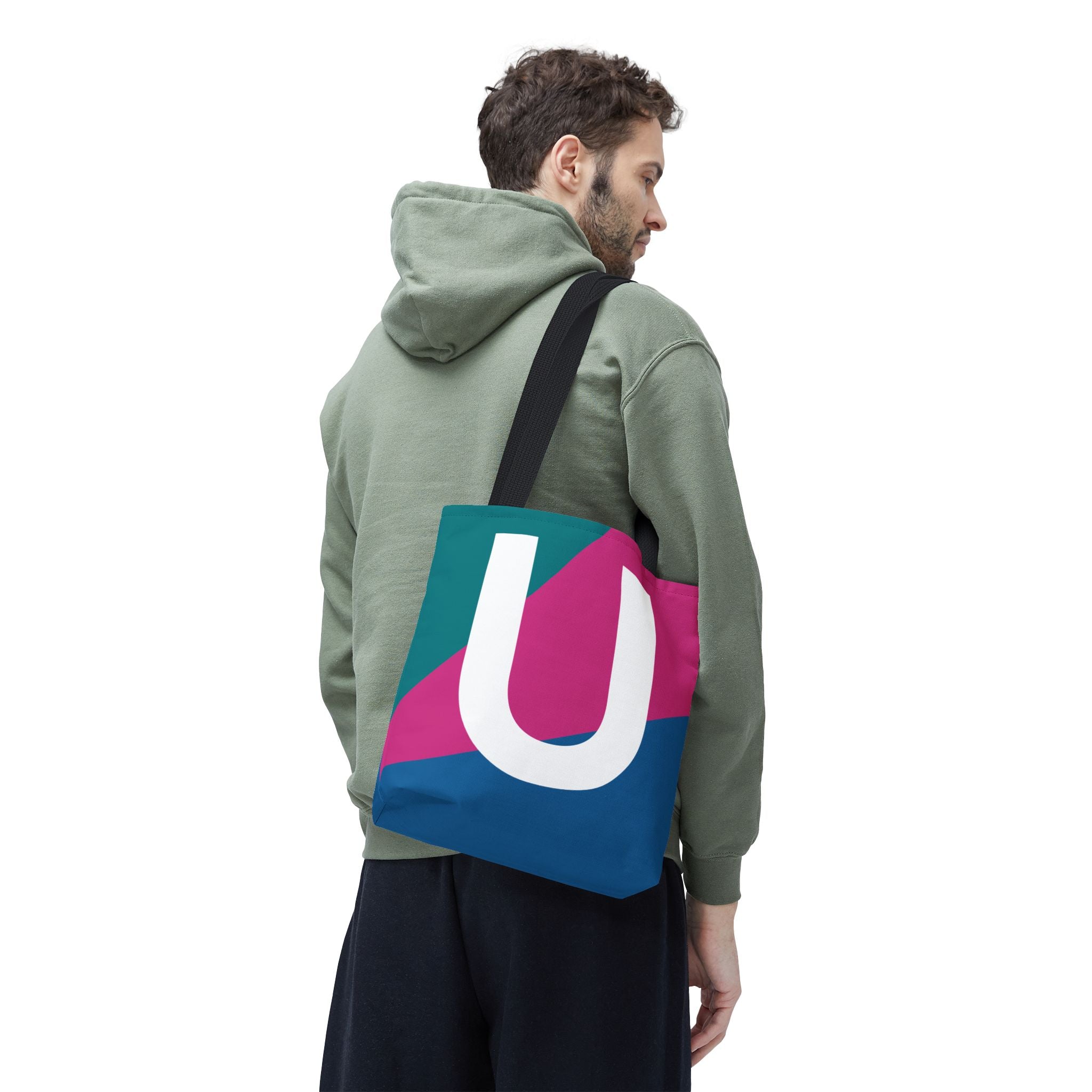 Monogram 'U' Colorblock Tote Bag — Personalized Initial U Shoulder Tote
