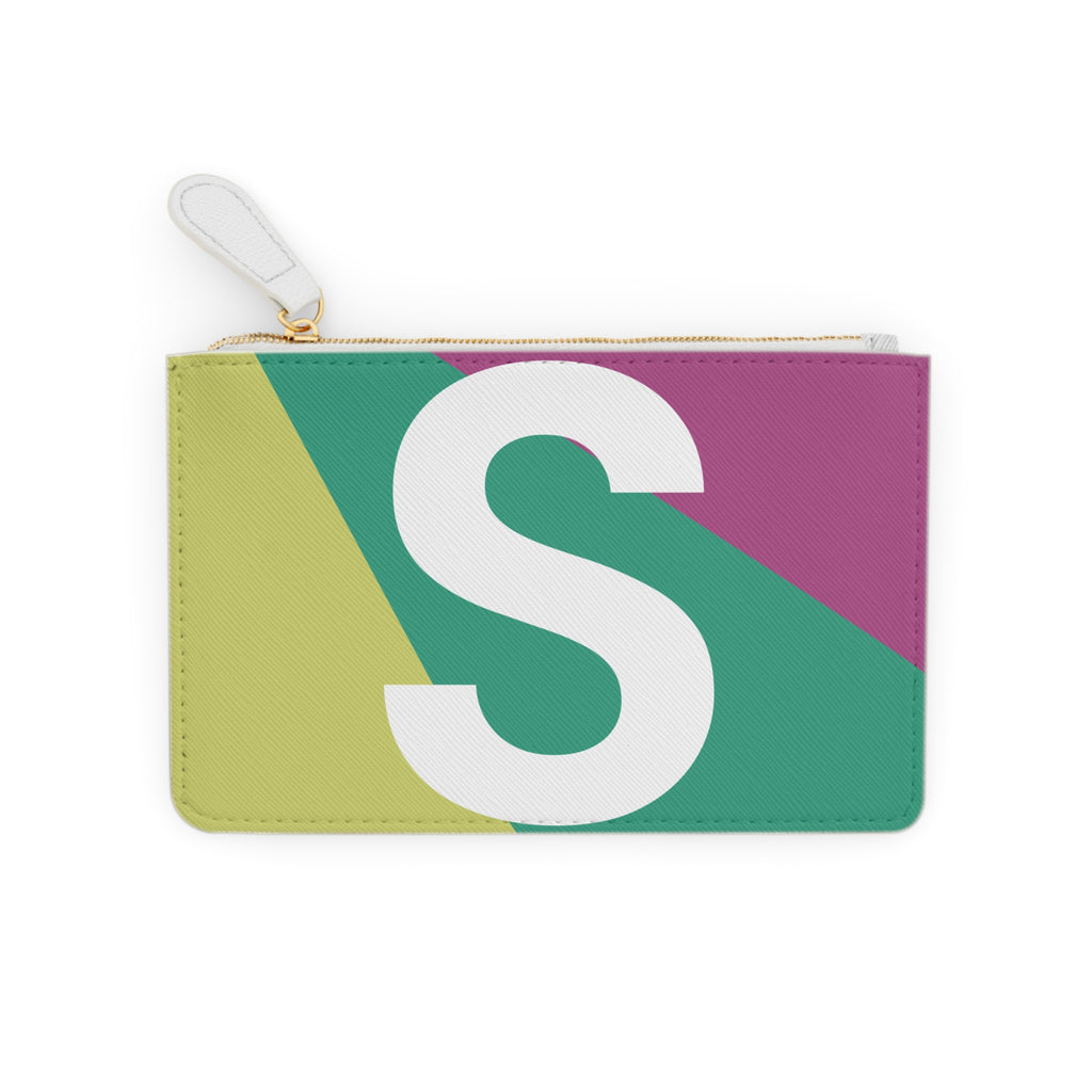 Initial S Mini Clutch — Colorblock Monogram Wristlet Wallet
