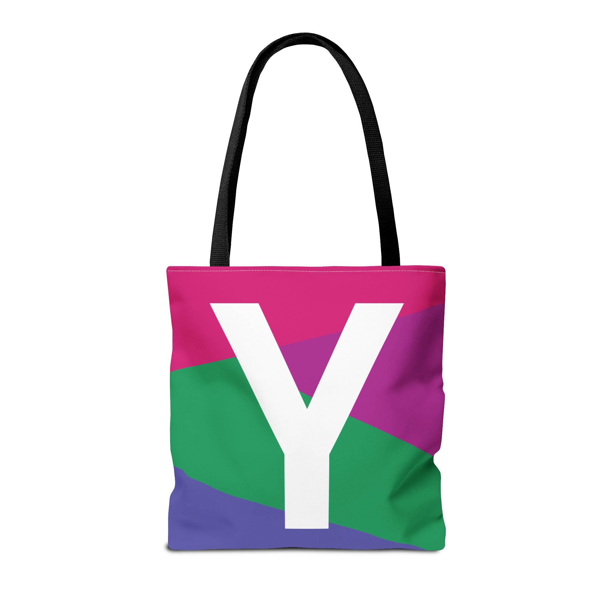 Monogram 'Y' Colorblock Tote Bag — Personalized Initial Y Shoulder Tote