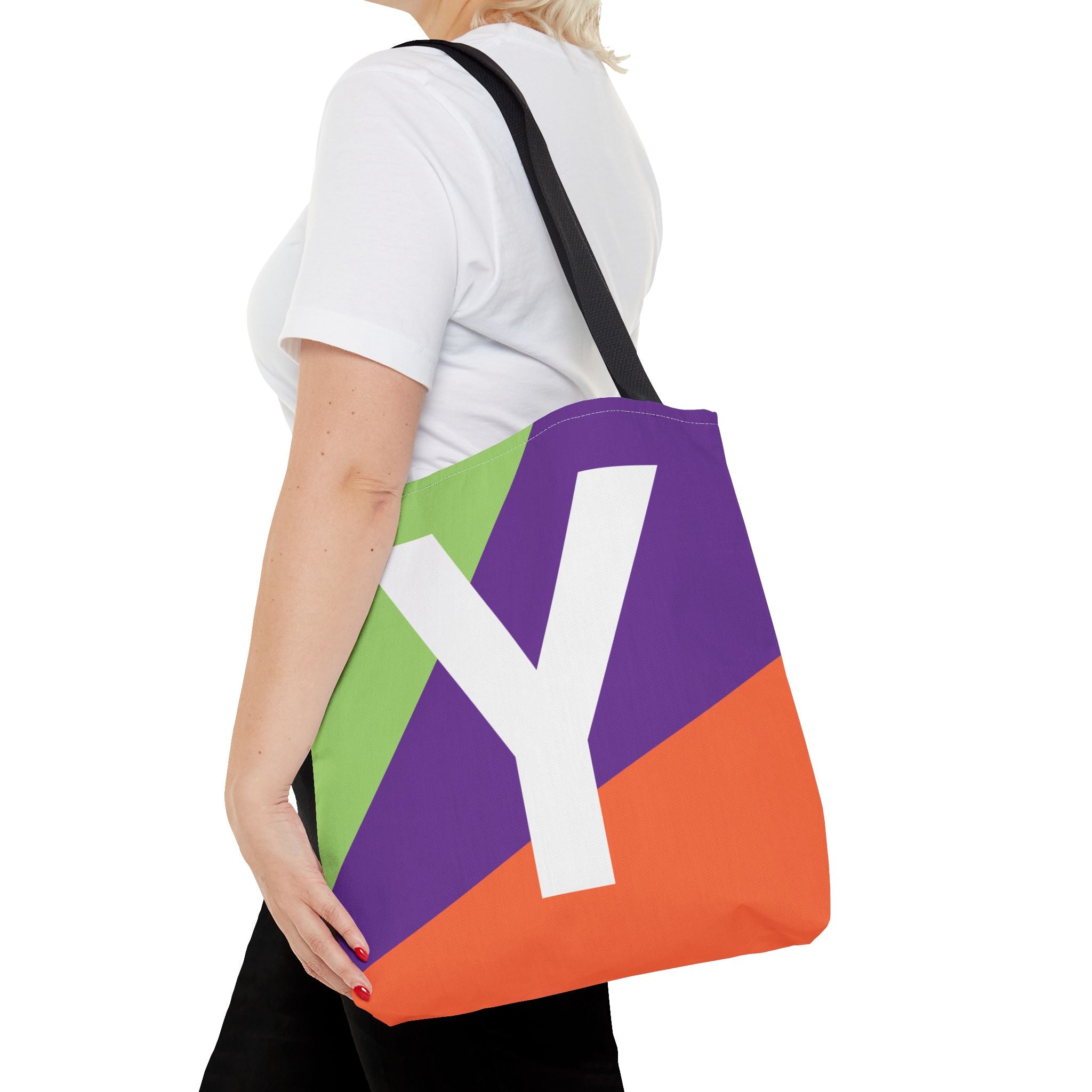 Monogram 'Y' Colorblock Tote Bag — Personalized Initial Y Shoulder Tote