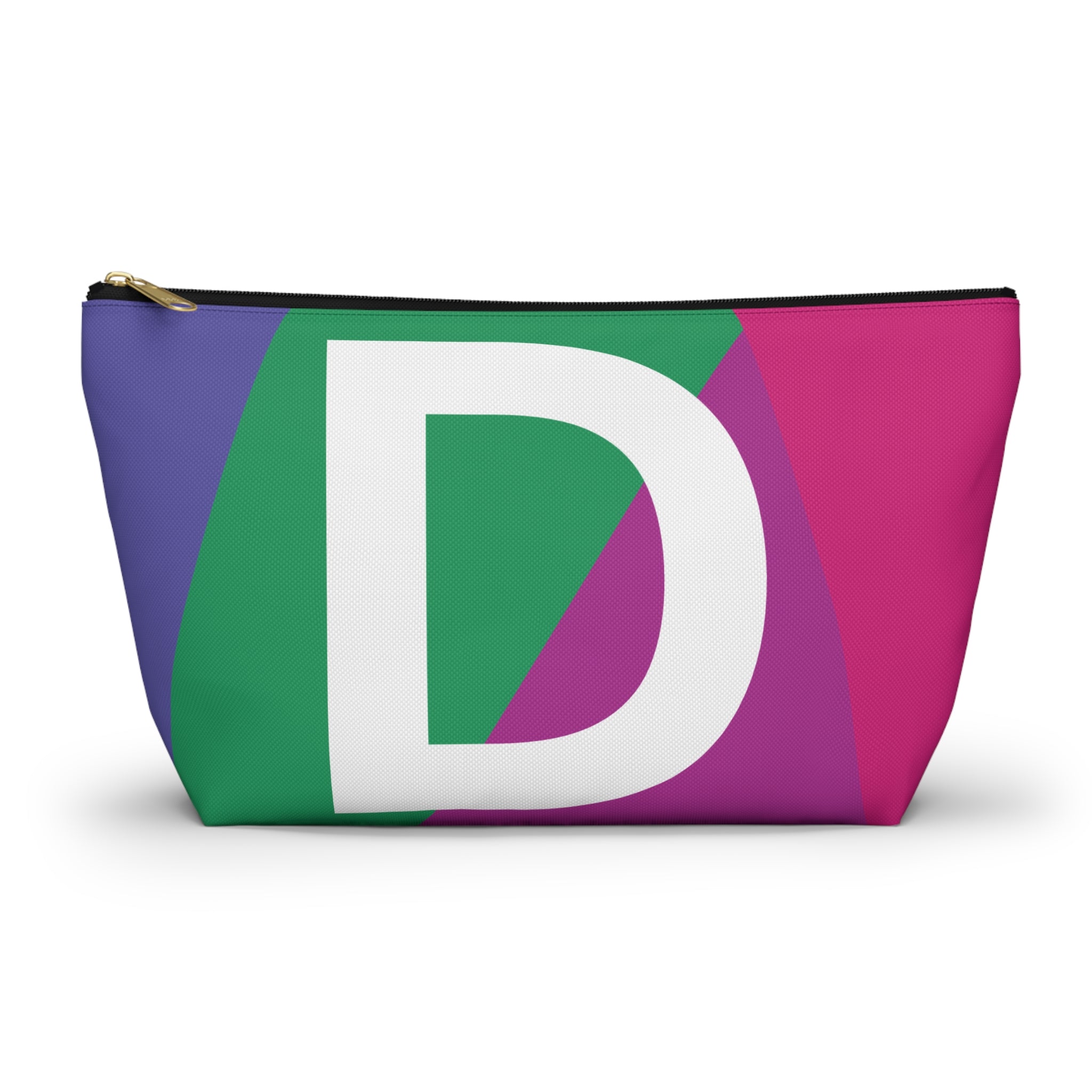 Initials Colorblock Accessory Pouch — Monogram D T-Bottom Cosmetic Bag