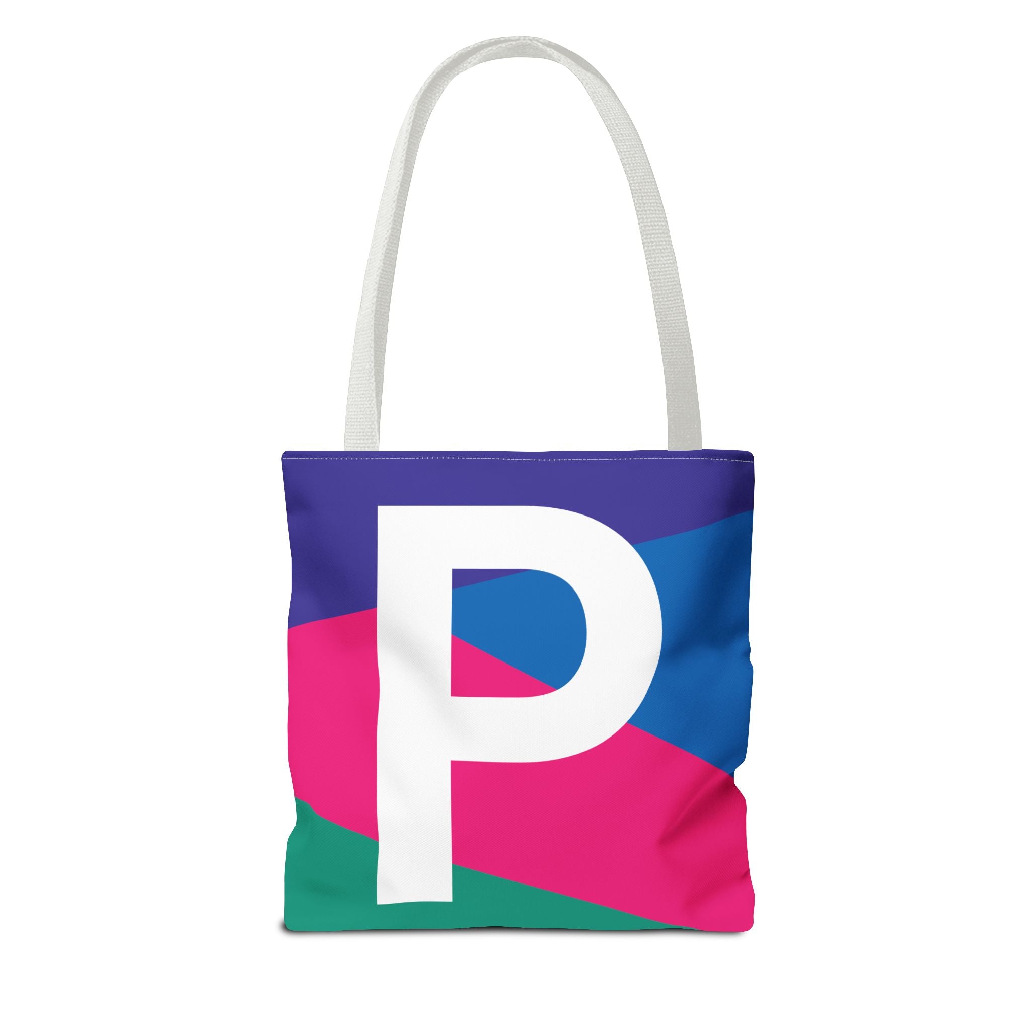 Monogram 'P' Colorblock Tote Bag — Personalized Initial P Shoulder Tote
