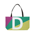 Personalized 'D' Colorblock Tote Bag — Monogram Weekender Tote