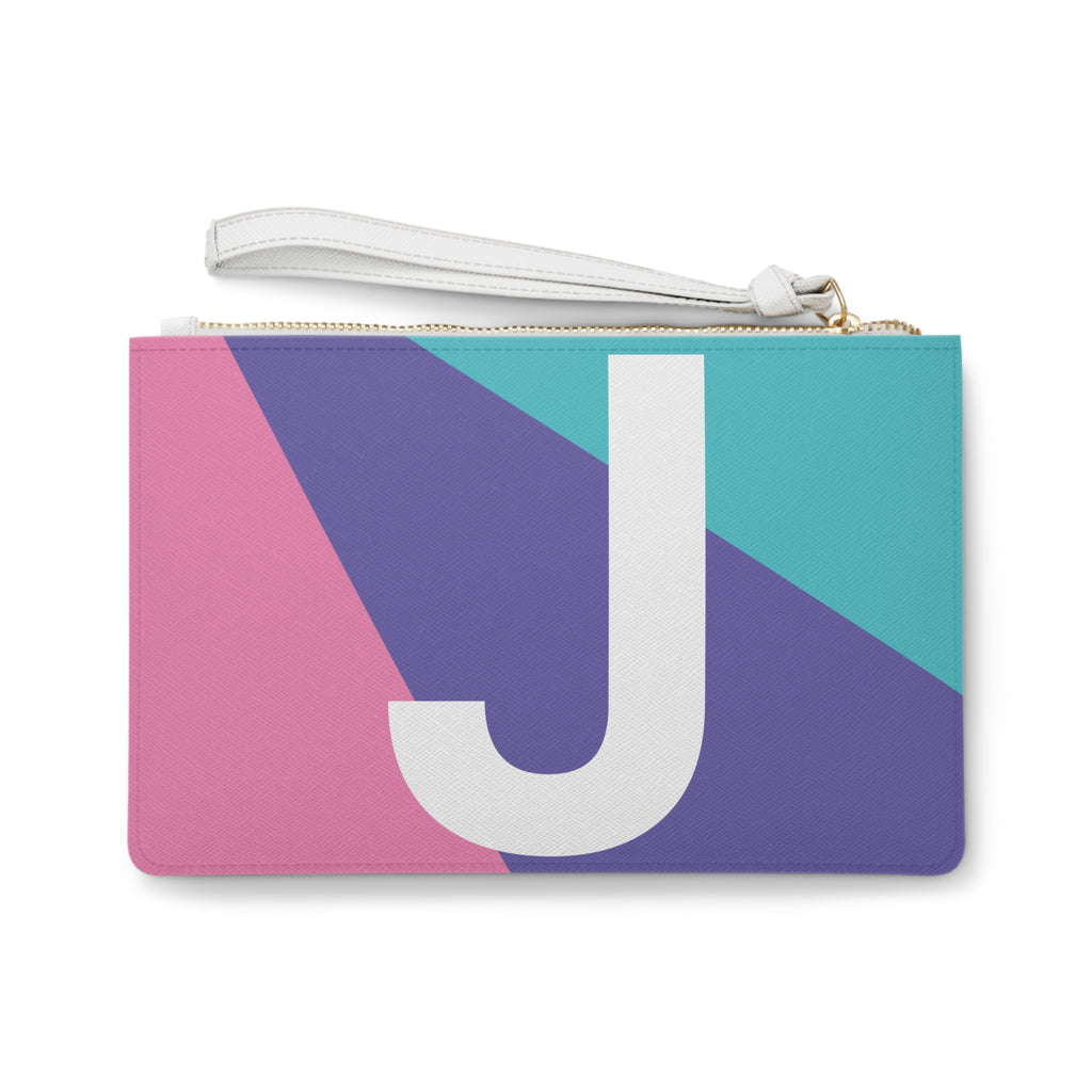 Monogram 'J' Colorblock Clutch Bag — Bold Geometric Wristlet for Everyday & Gifts
