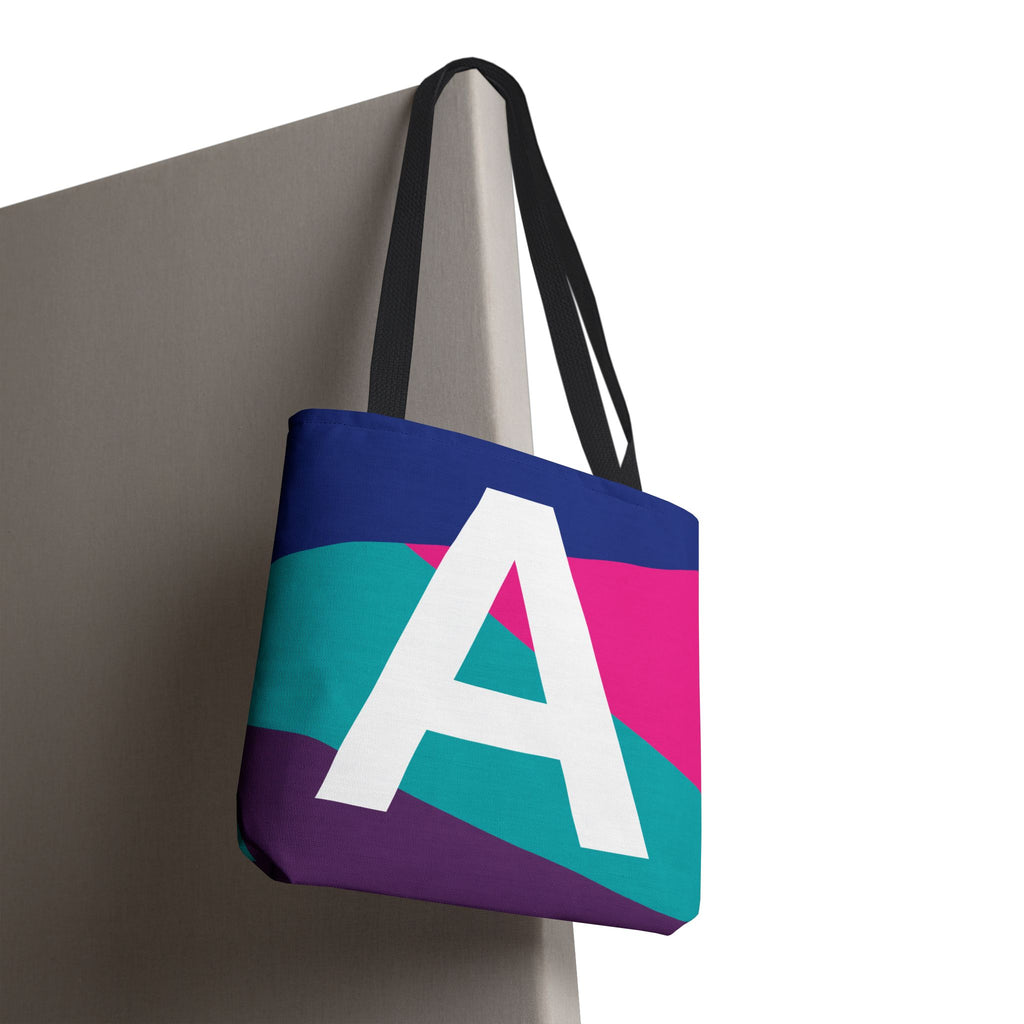 Monogram 'A' Colorblock Tote Bag — Personalized Initial A Shoulder Tote