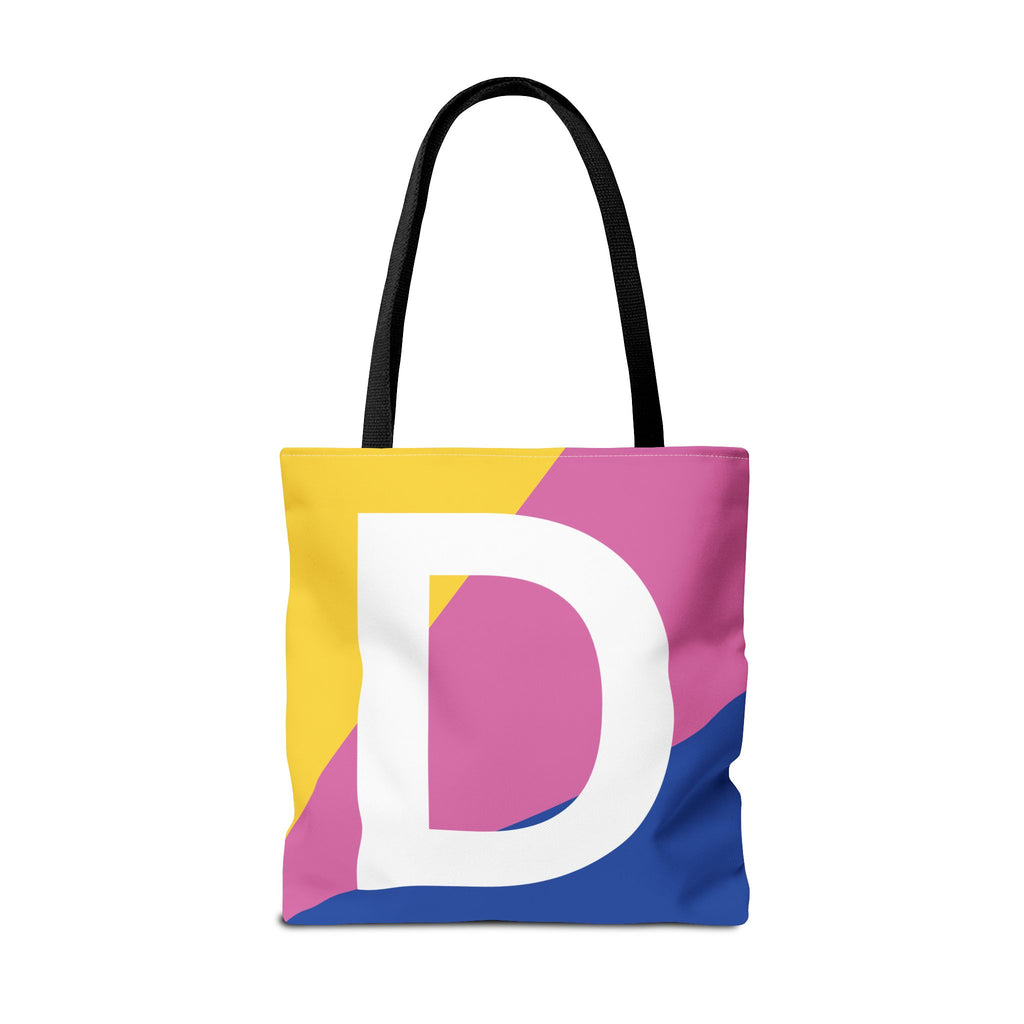 Monogram 'D' Colorblock Tote Bag — Personalized Initial D Shoulder Tote
