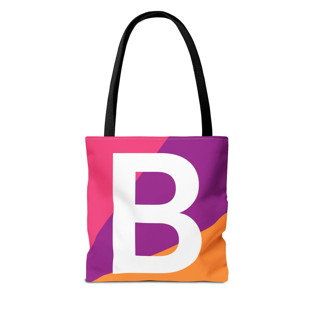 Monogram 'B' Colorblock Tote Bag — Personalized Initial B Shoulder Tote