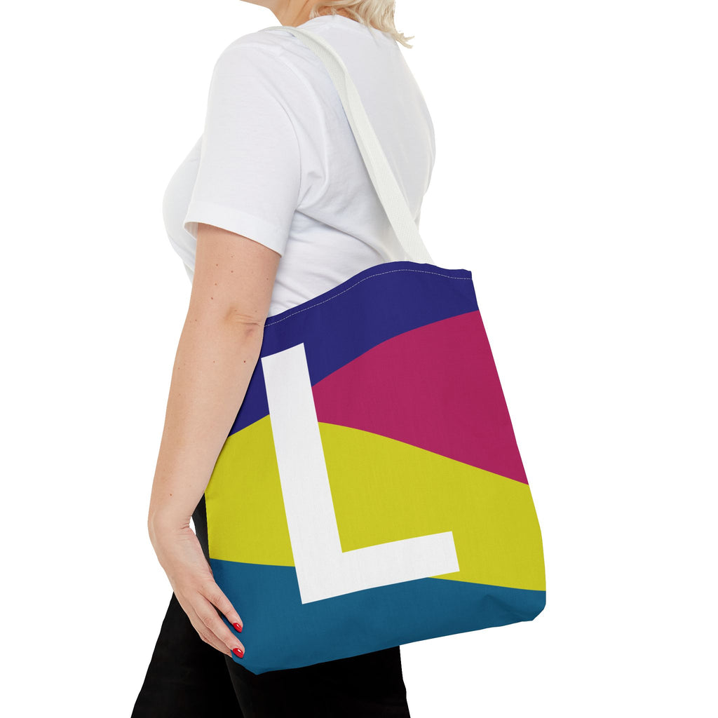 Monogram 'L' Colorblock Tote Bag — Personalized Initial L Shoulder Tote