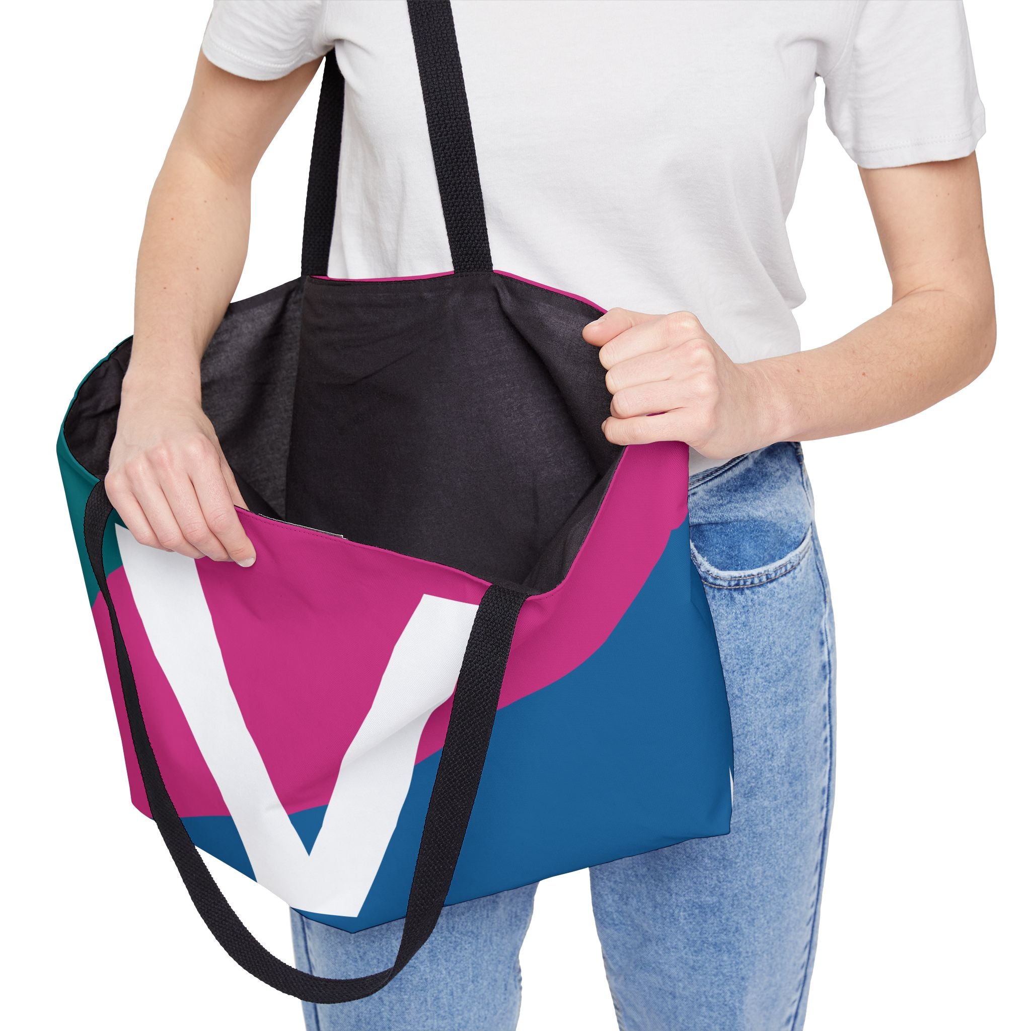Personalized 'V' Colorblock Tote Bag — Monogram Weekender Tote