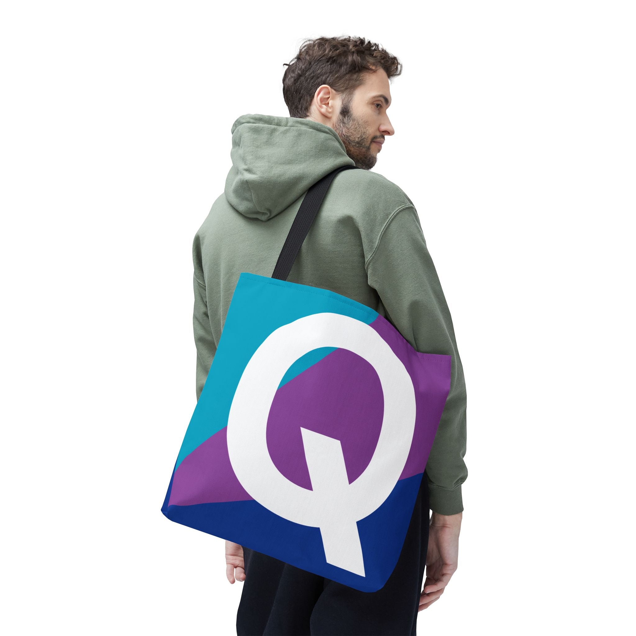 Monogram 'Q' Colorblock Tote Bag — Personalized Initial Q Shoulder Tote