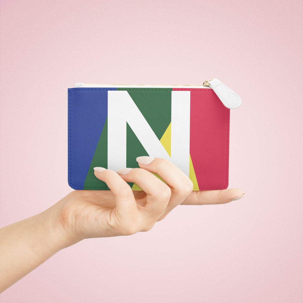 Initial N Mini Clutch — Colorblock Monogram Wristlet Wallet