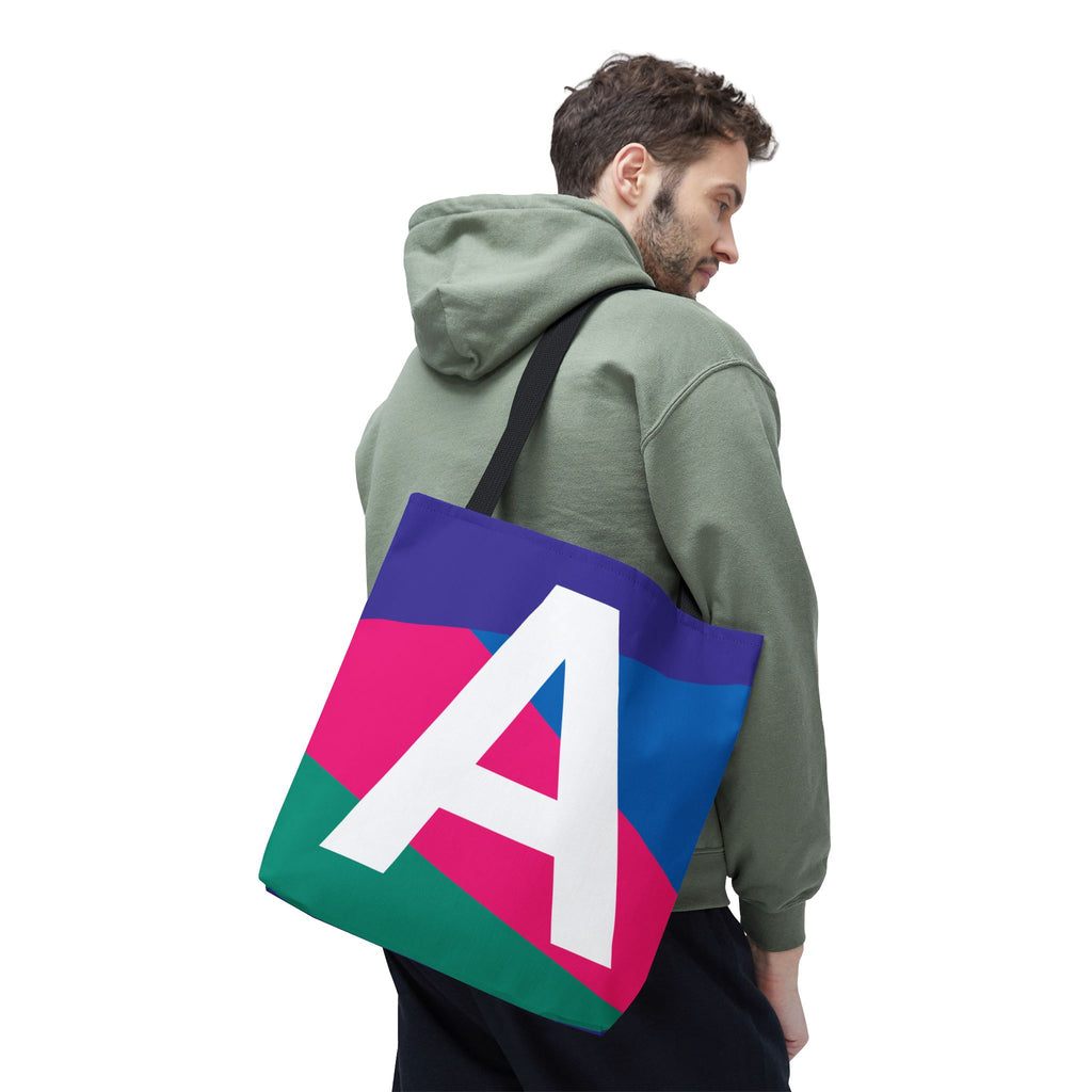 Monogram 'A' Colorblock Tote Bag — Personalized Initial A Shoulder Tote