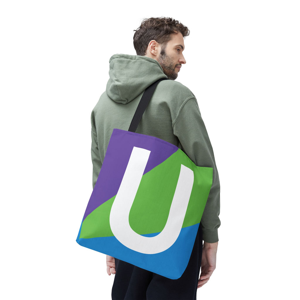 Monogram 'U' Colorblock Tote Bag — Personalized Initial U Shoulder Tote