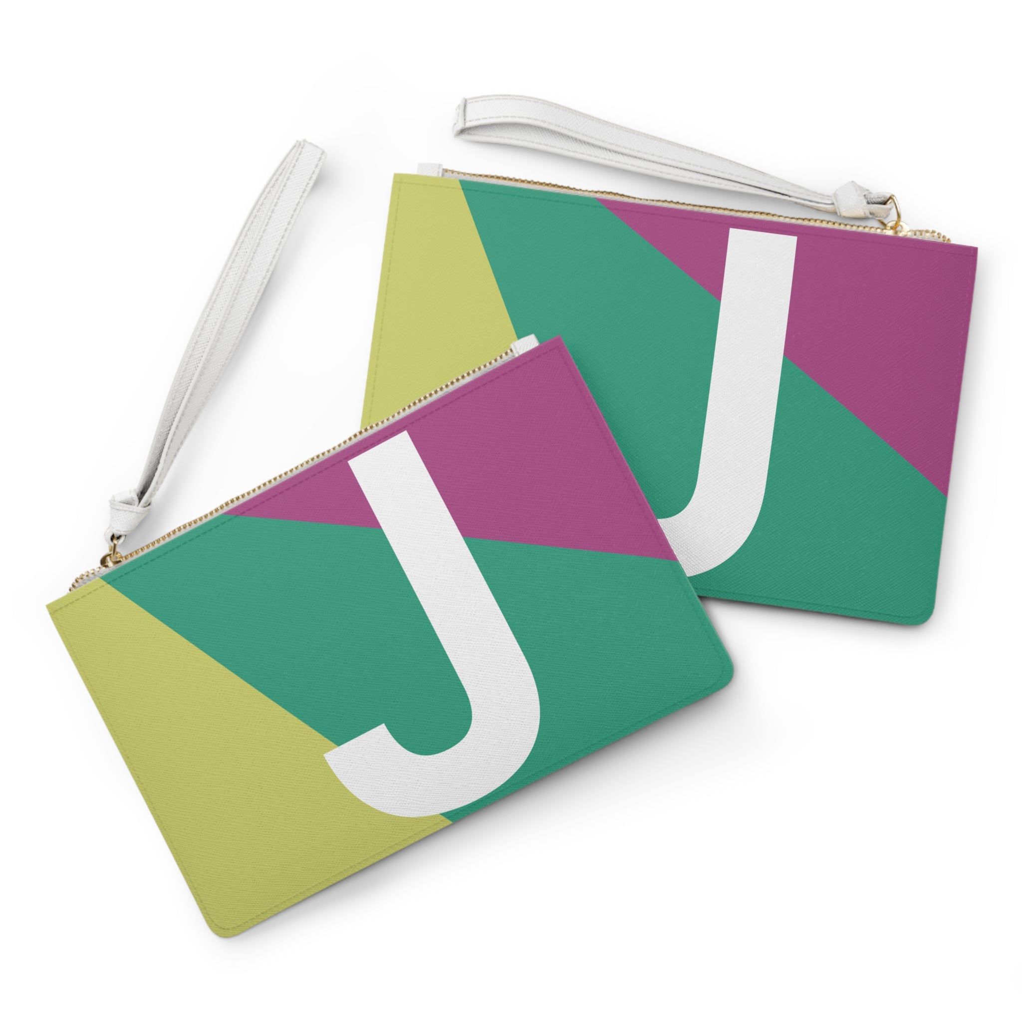 Monogram 'J' Colorblock Clutch Bag — Bold Geometric Wristlet for Everyday & Gifts