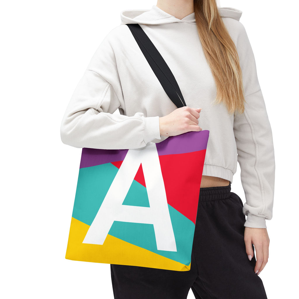 Monogram 'A' Colorblock Tote Bag — Personalized Initial A Shoulder Tote