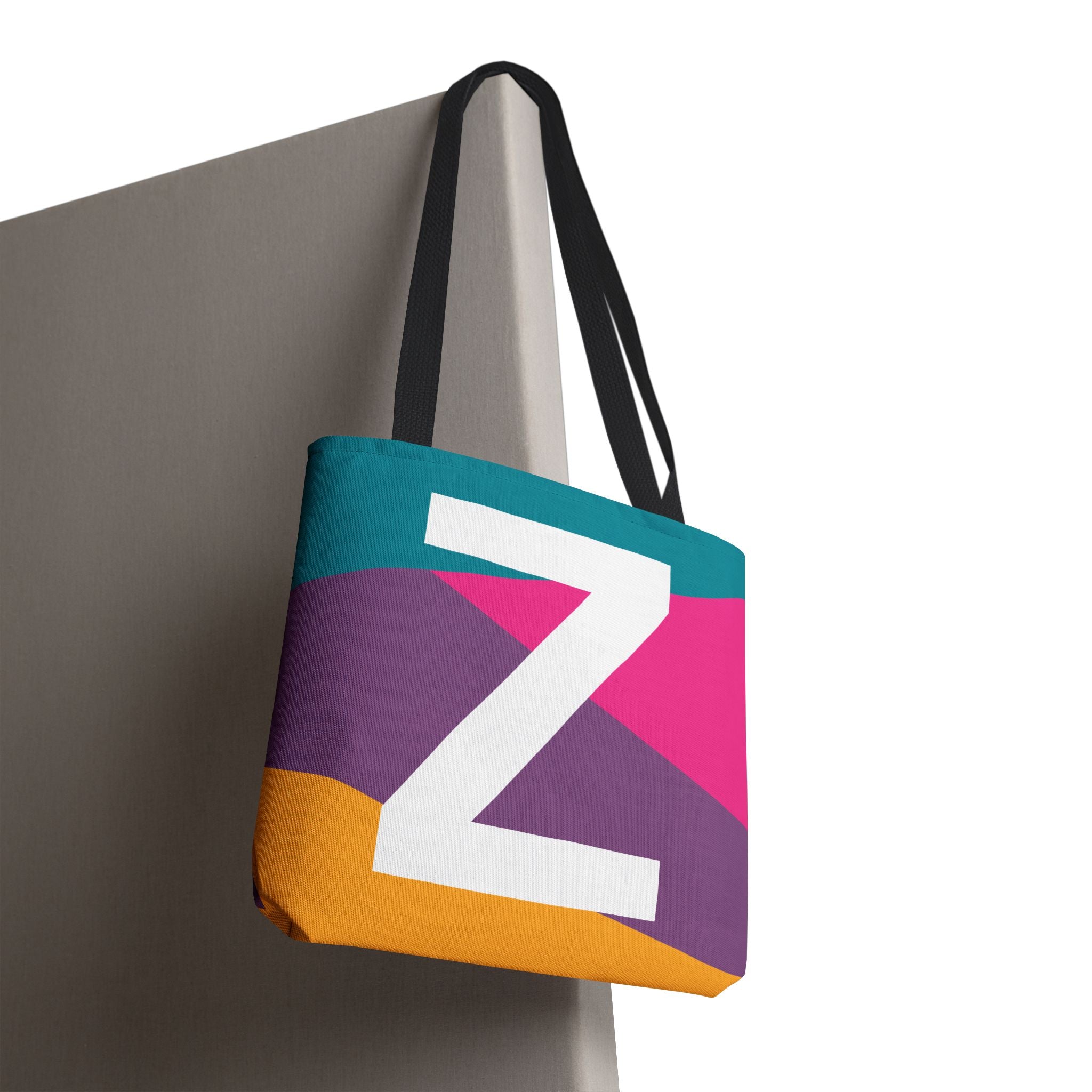 Monogram 'Z' Colorblock Tote Bag — Personalized Initial Z Shoulder Tote