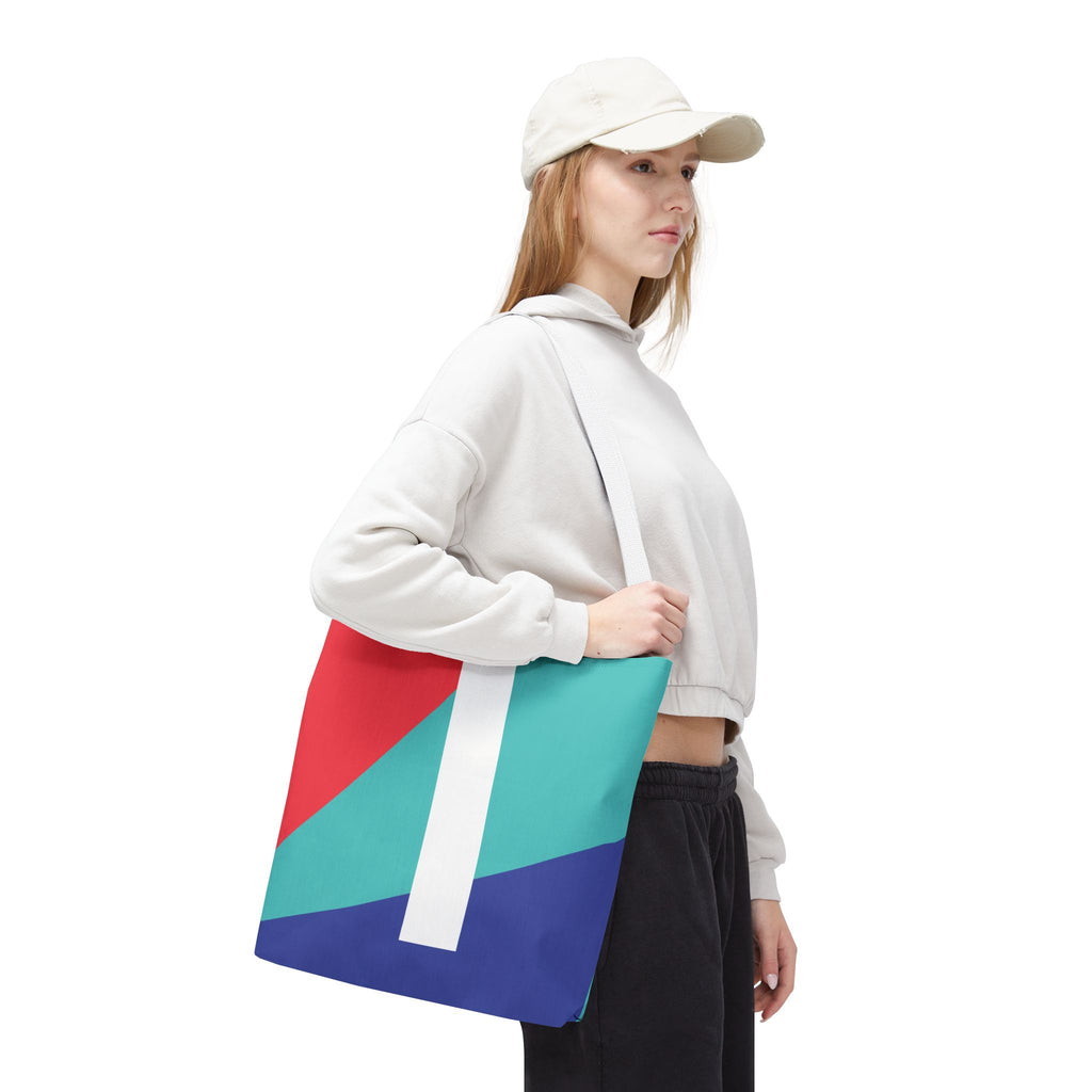 Monogram 'I' Colorblock Tote Bag — Personalized Initial I Shoulder Tote
