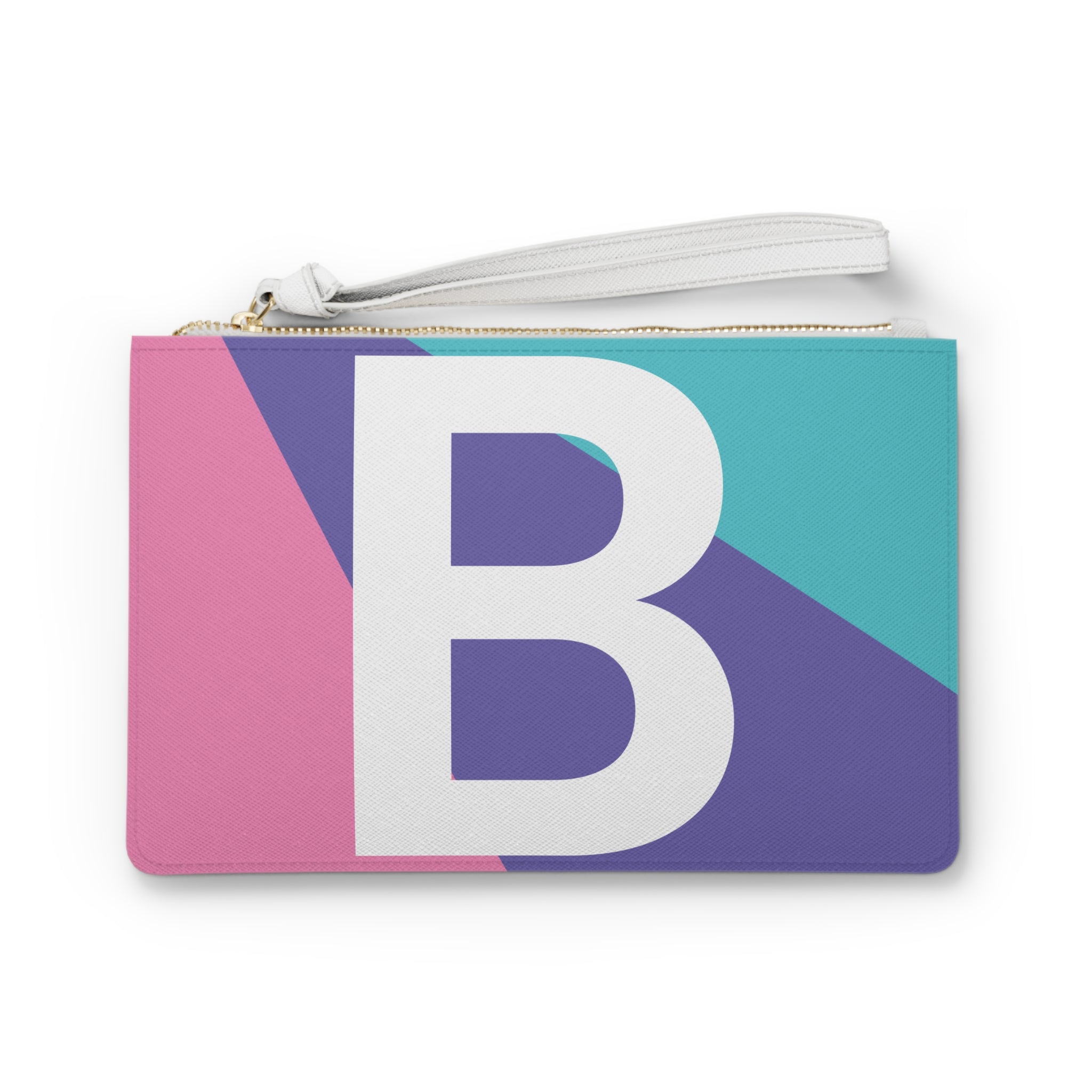 Monogram 'B' Colorblock Clutch Bag — Bold Geometric Wristlet for Everyday & Gifts