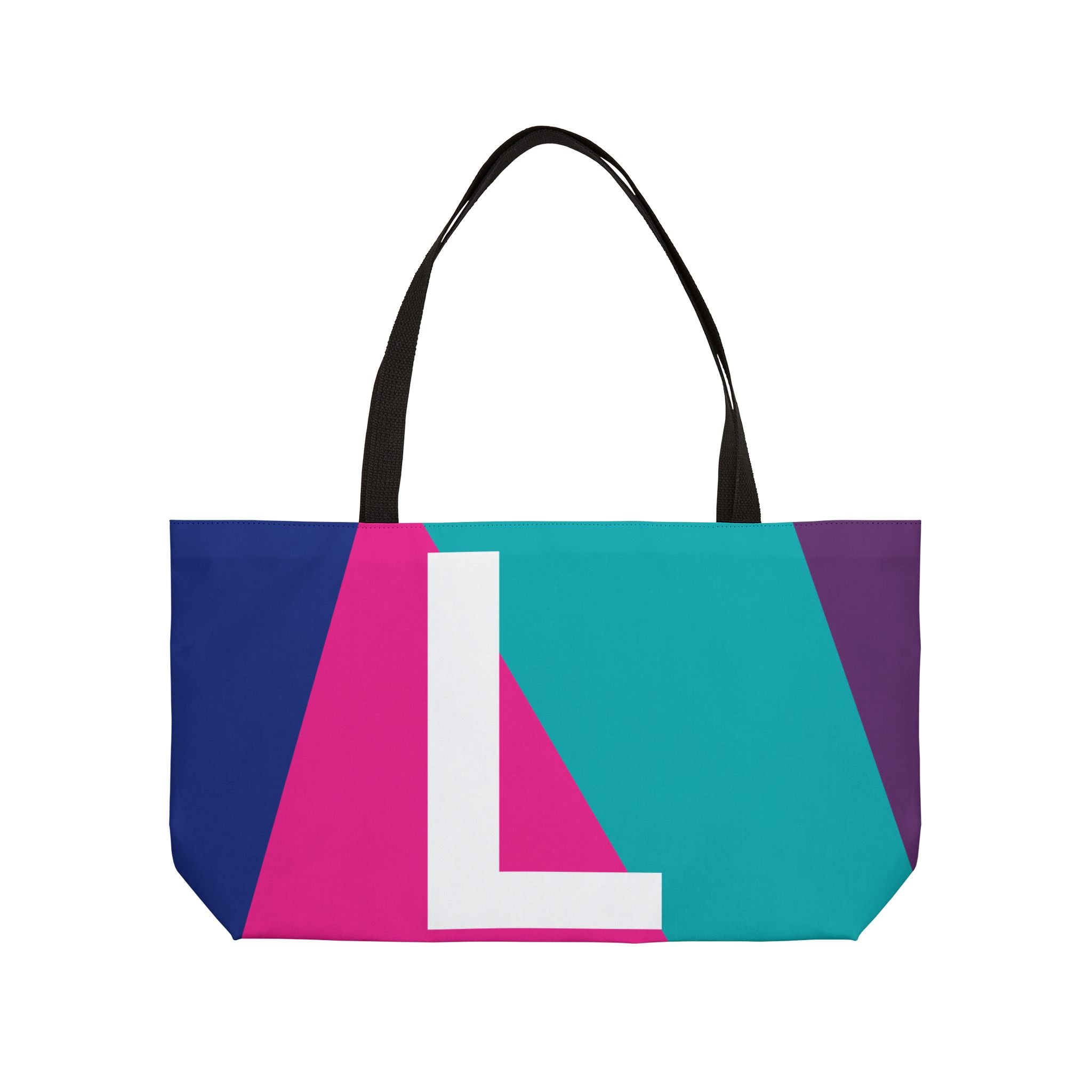 Personalized 'L' Colorblock Tote Bag — Monogram Weekender Tote