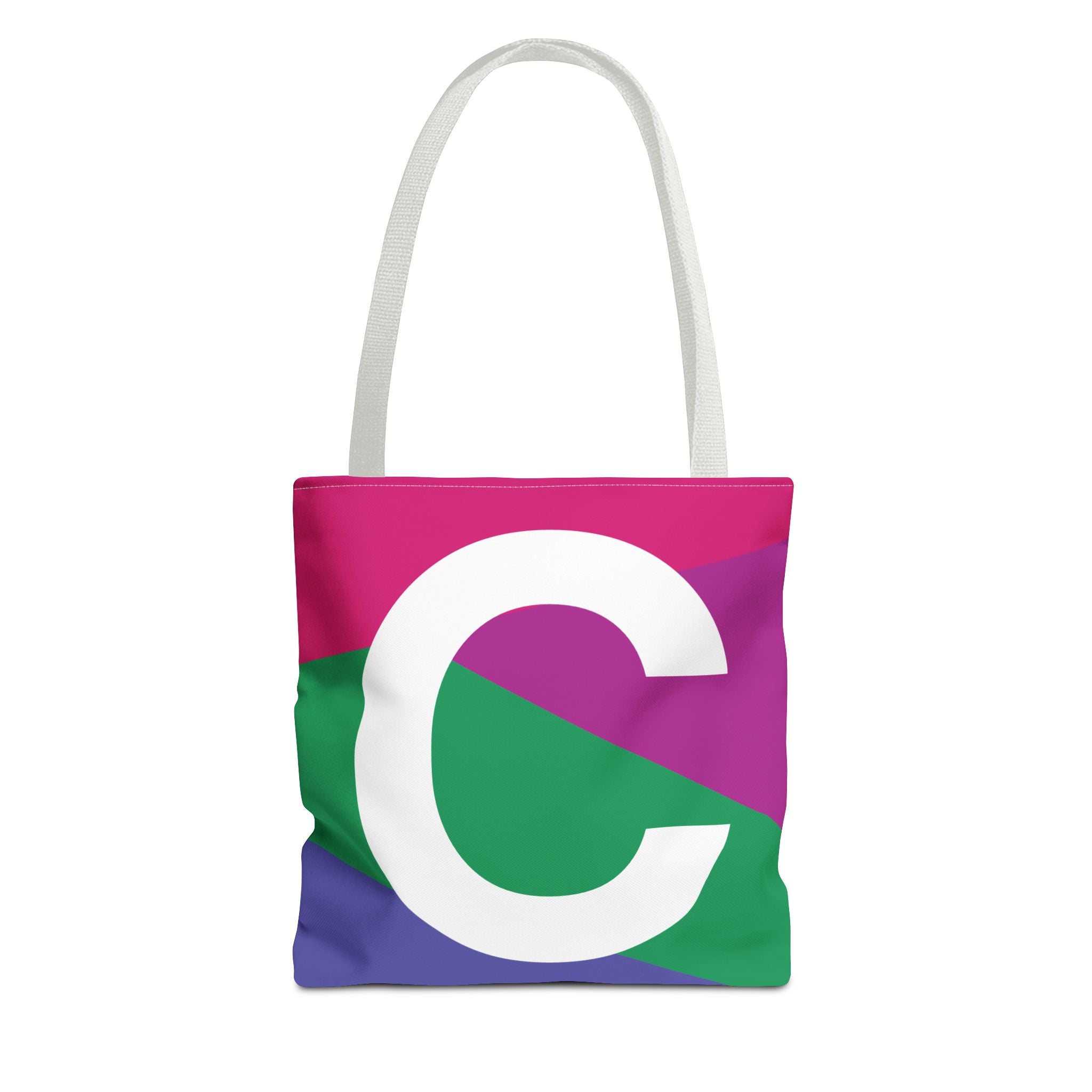 Monogram 'C' Colorblock Tote Bag — Personalized Initial C Shoulder Tote