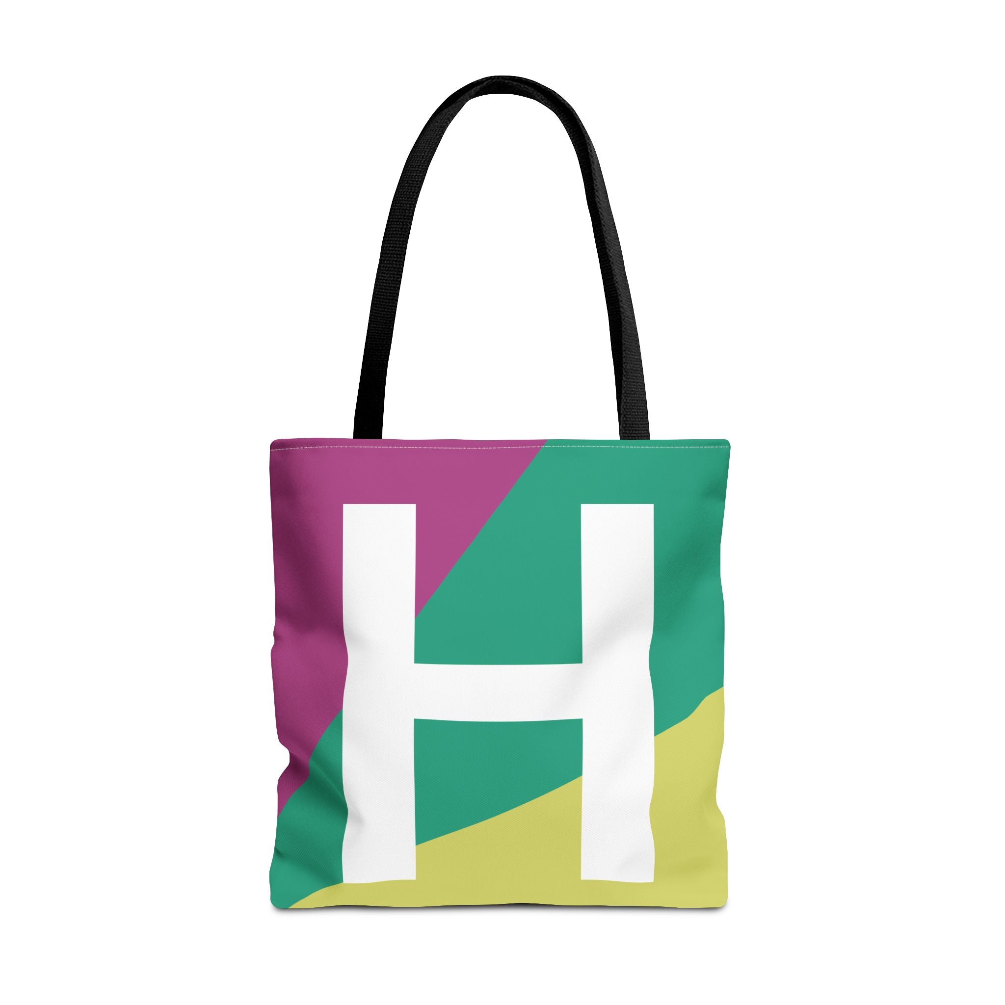 Monogram 'H' Colorblock Tote Bag — Personalized Initial H Shoulder Tote