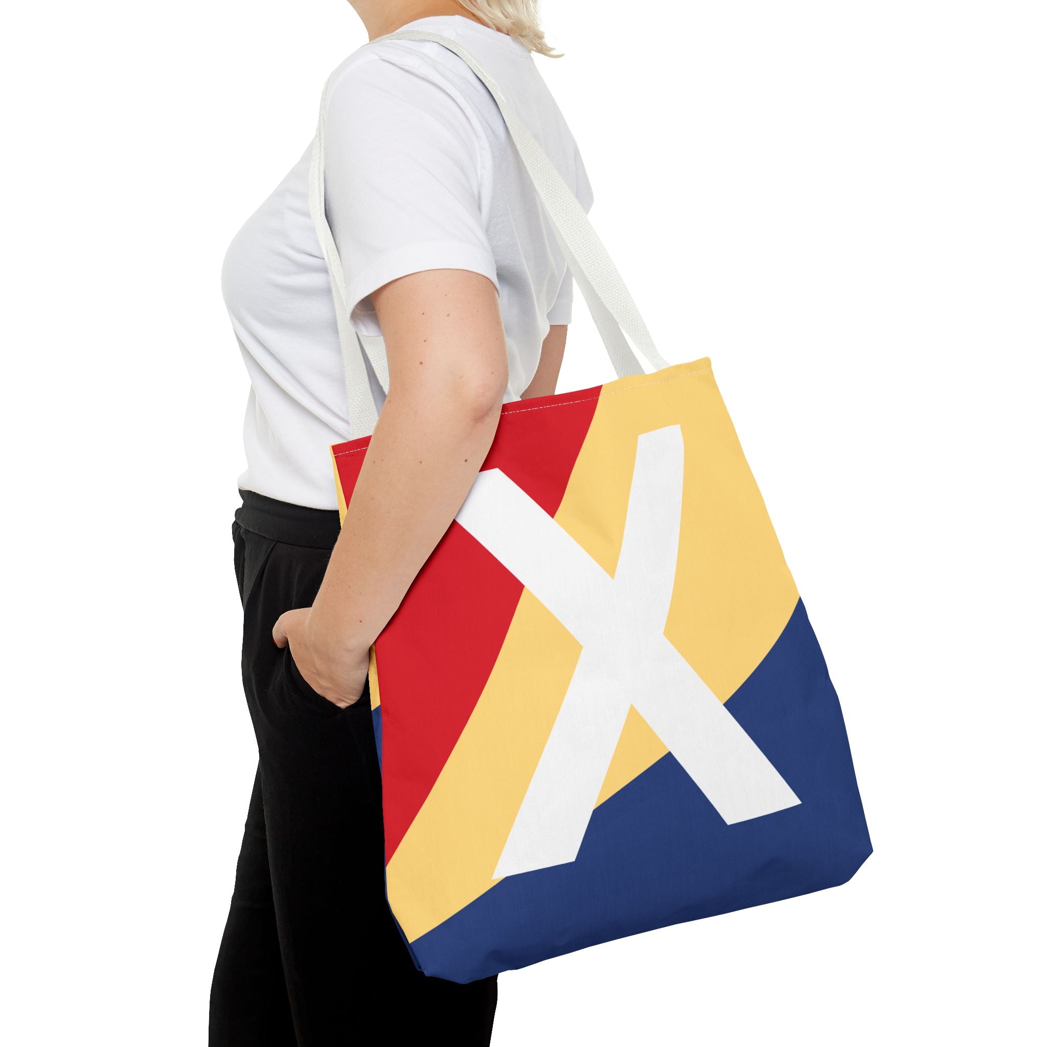 Monogram 'X' Colorblock Tote Bag — Personalized Initial X Shoulder Tote