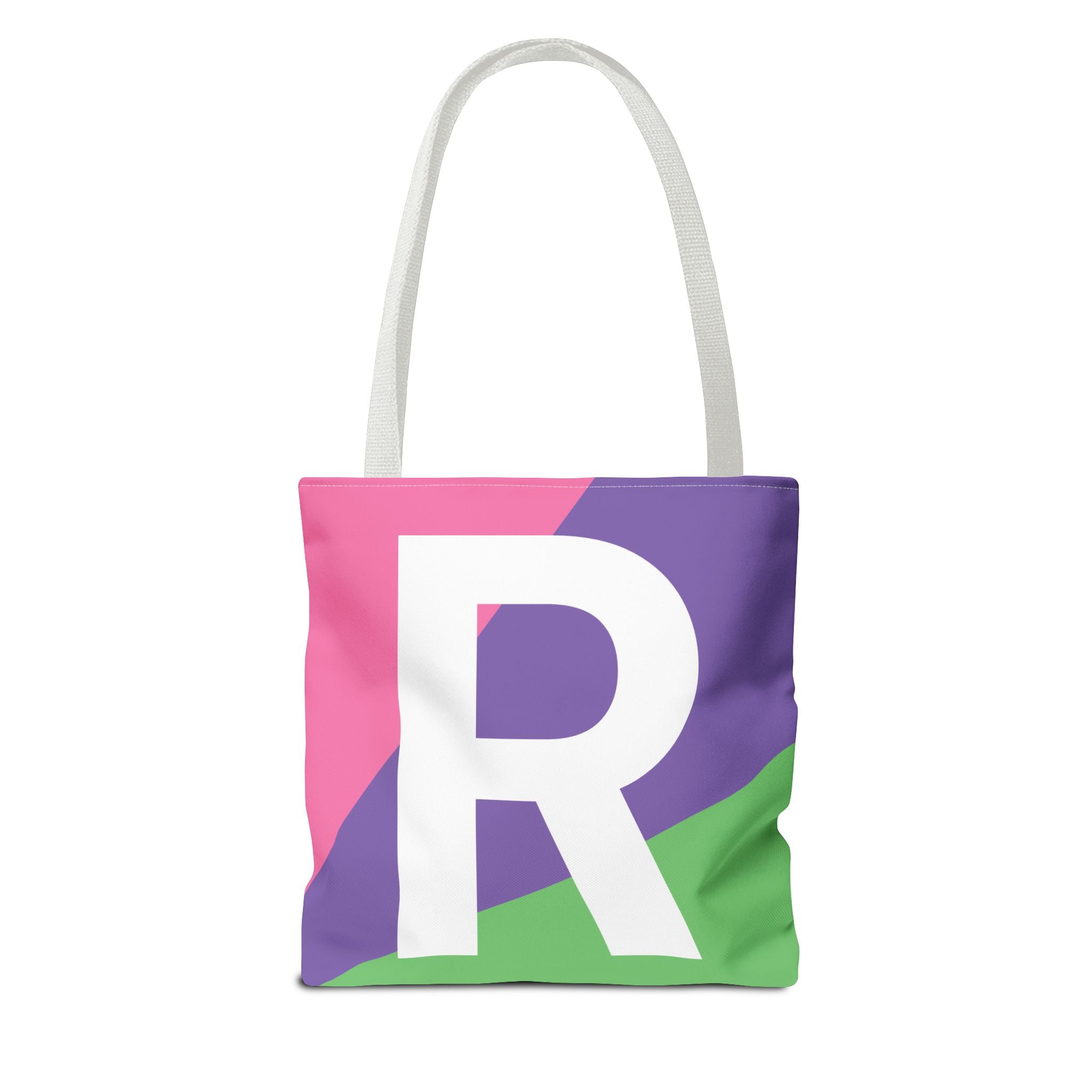 Monogram 'R' Colorblock Tote Bag — Personalized Initial R Shoulder Tote