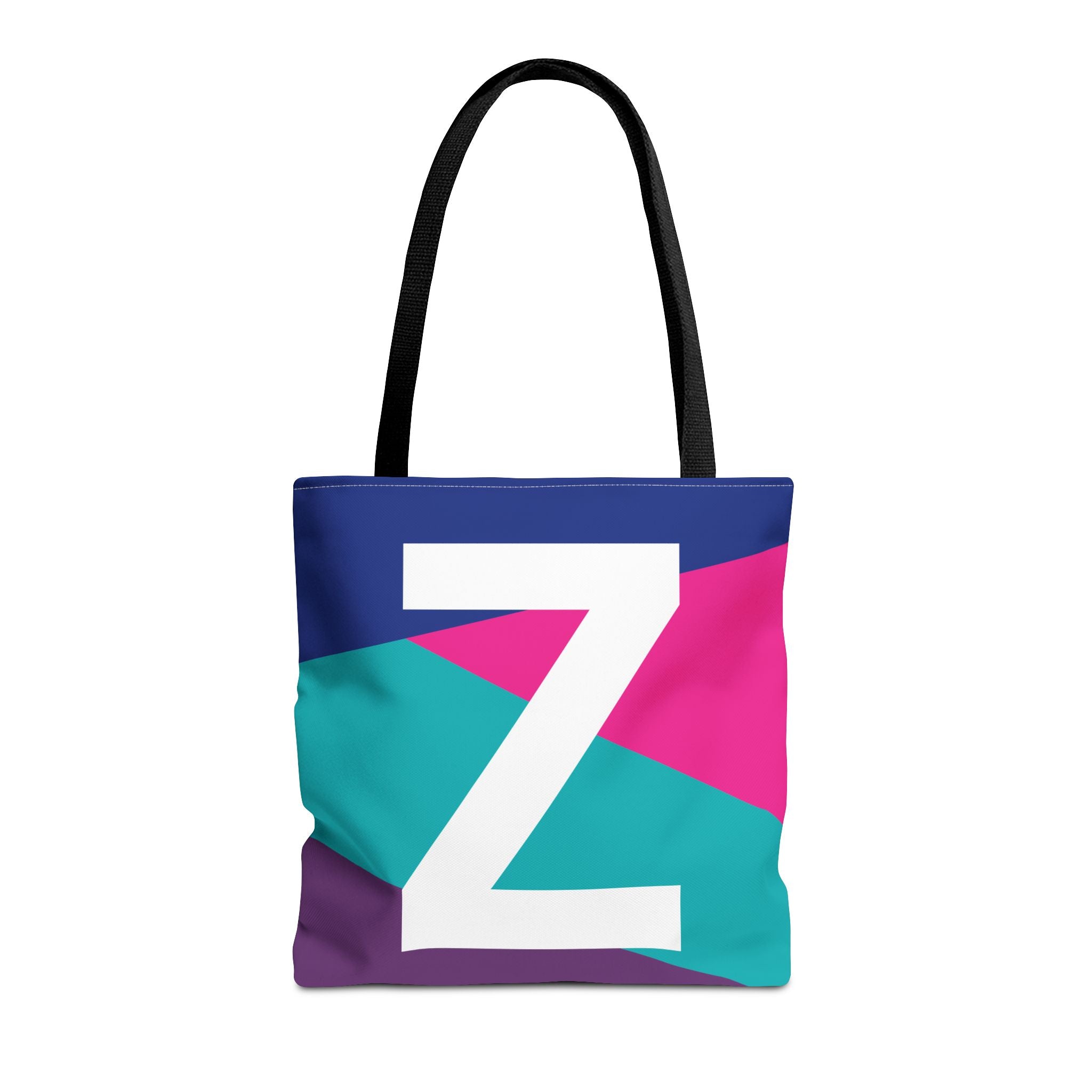 Monogram 'Z' Colorblock Tote Bag — Personalized Initial Z Shoulder Tote