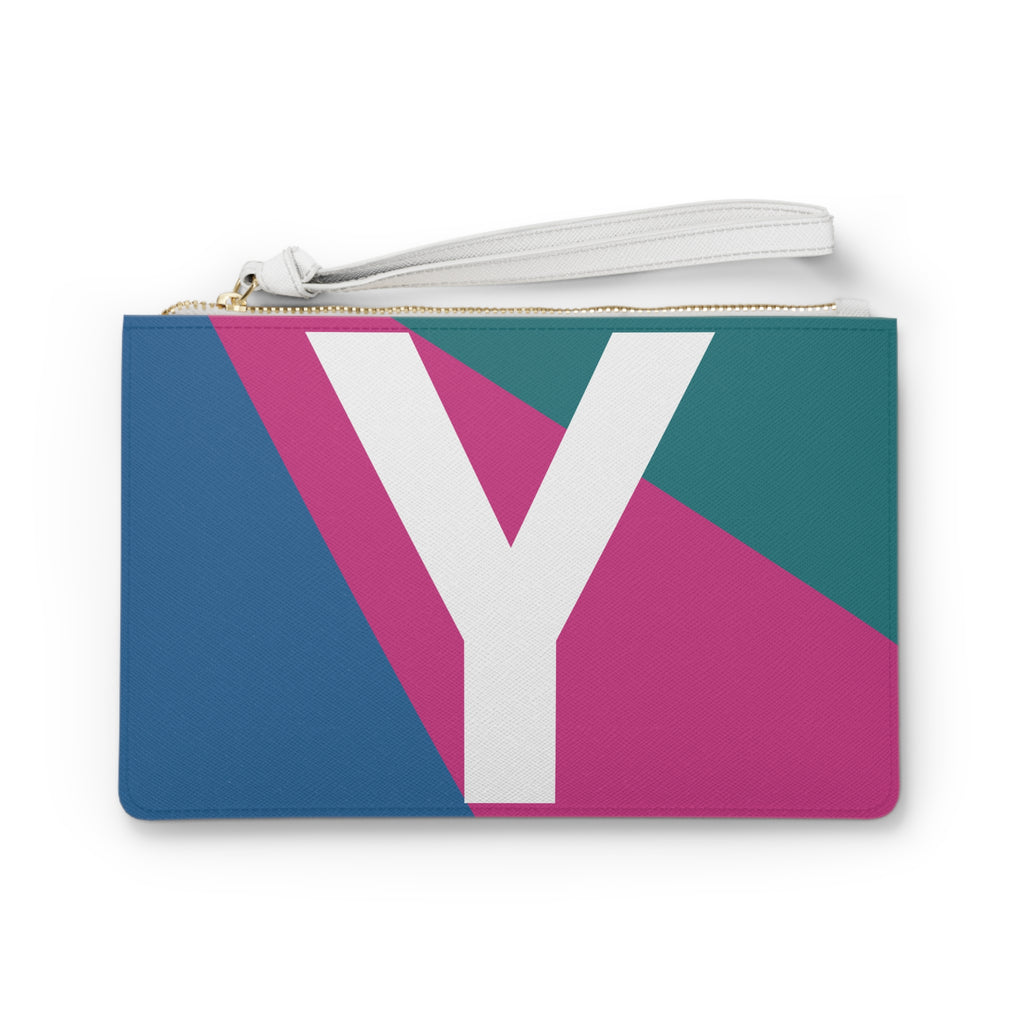 Monogram 'Y' Colorblock Clutch Bag — Bold Geometric Wristlet for Everyday & Gifts