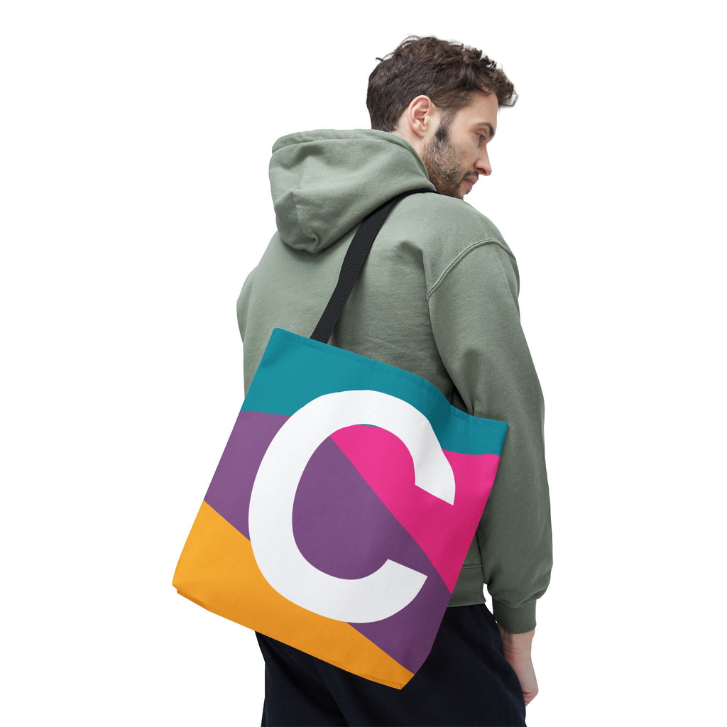Monogram 'C' Colorblock Tote Bag — Personalized Initial C Shoulder Tote