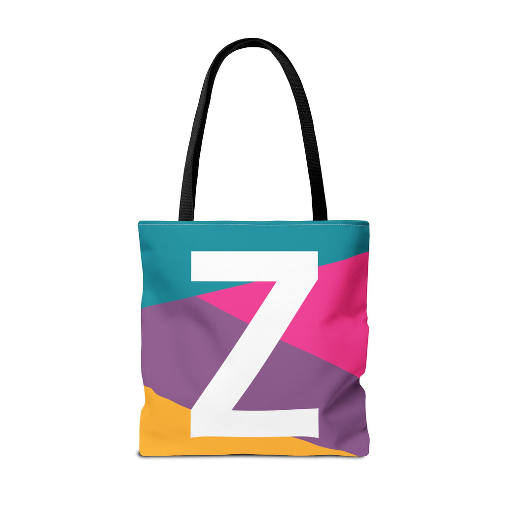 Monogram 'Z' Colorblock Tote Bag — Personalized Initial Z Shoulder Tote