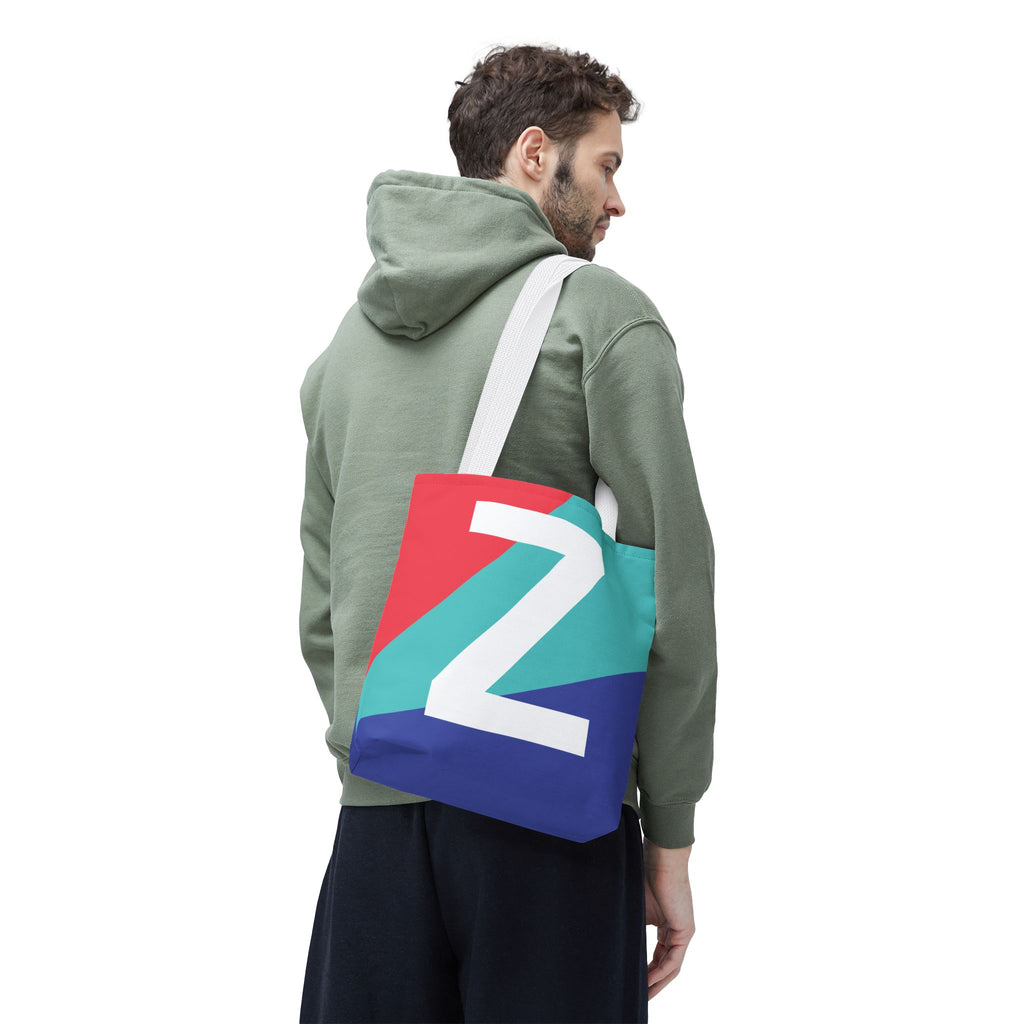 Monogram 'Z' Colorblock Tote Bag — Personalized Initial Z Shoulder Tote