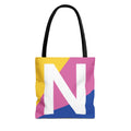 Monogram 'N' Colorblock Tote Bag — Personalized Initial N Shoulder Tote