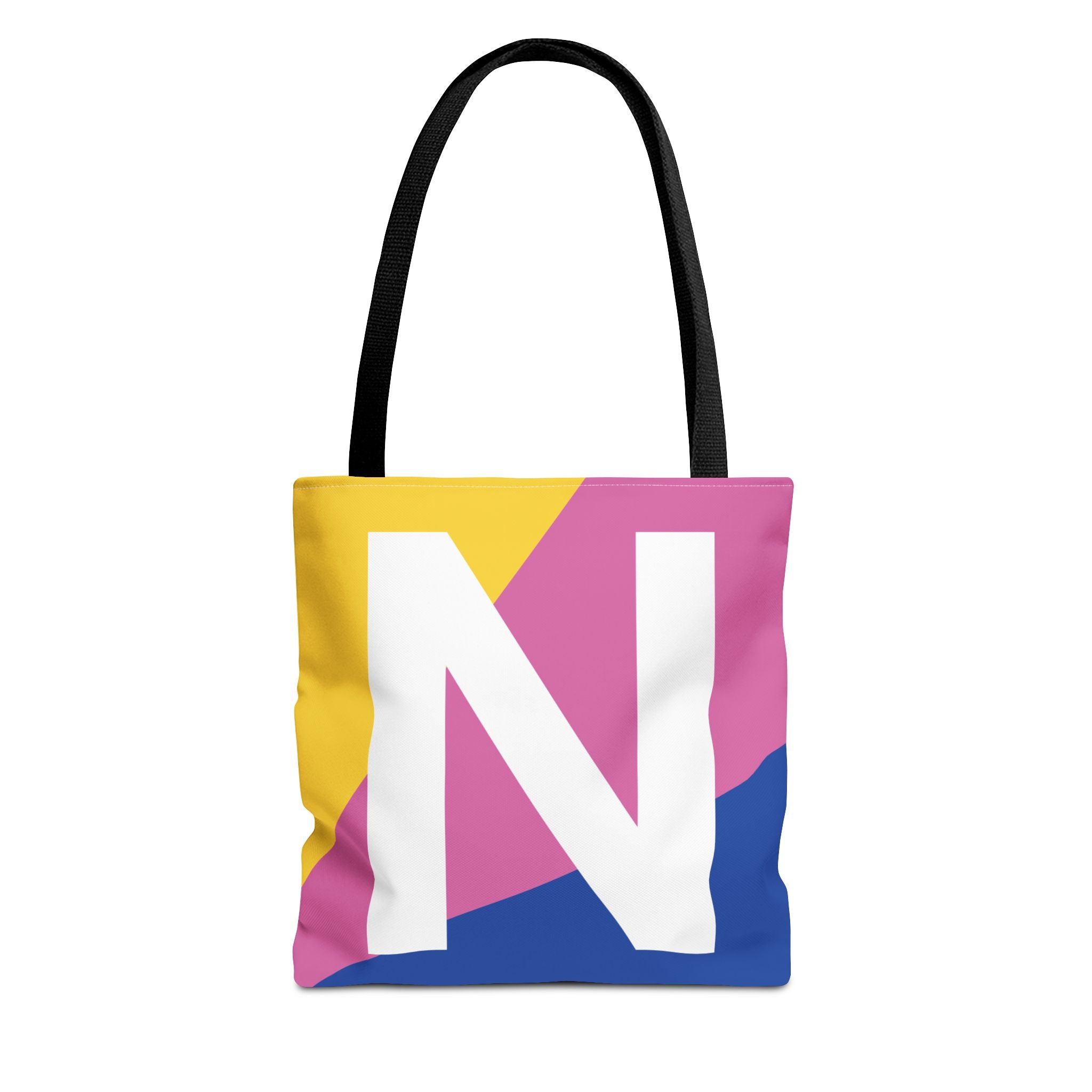 Monogram 'N' Colorblock Tote Bag — Personalized Initial N Shoulder Tote