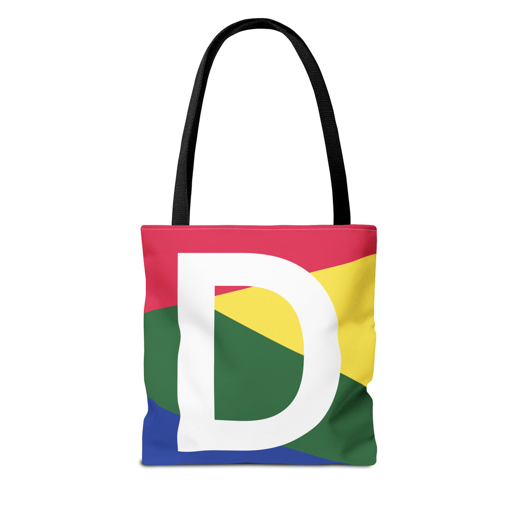 Monogram 'D' Colorblock Tote Bag — Personalized Initial D Shoulder Tote