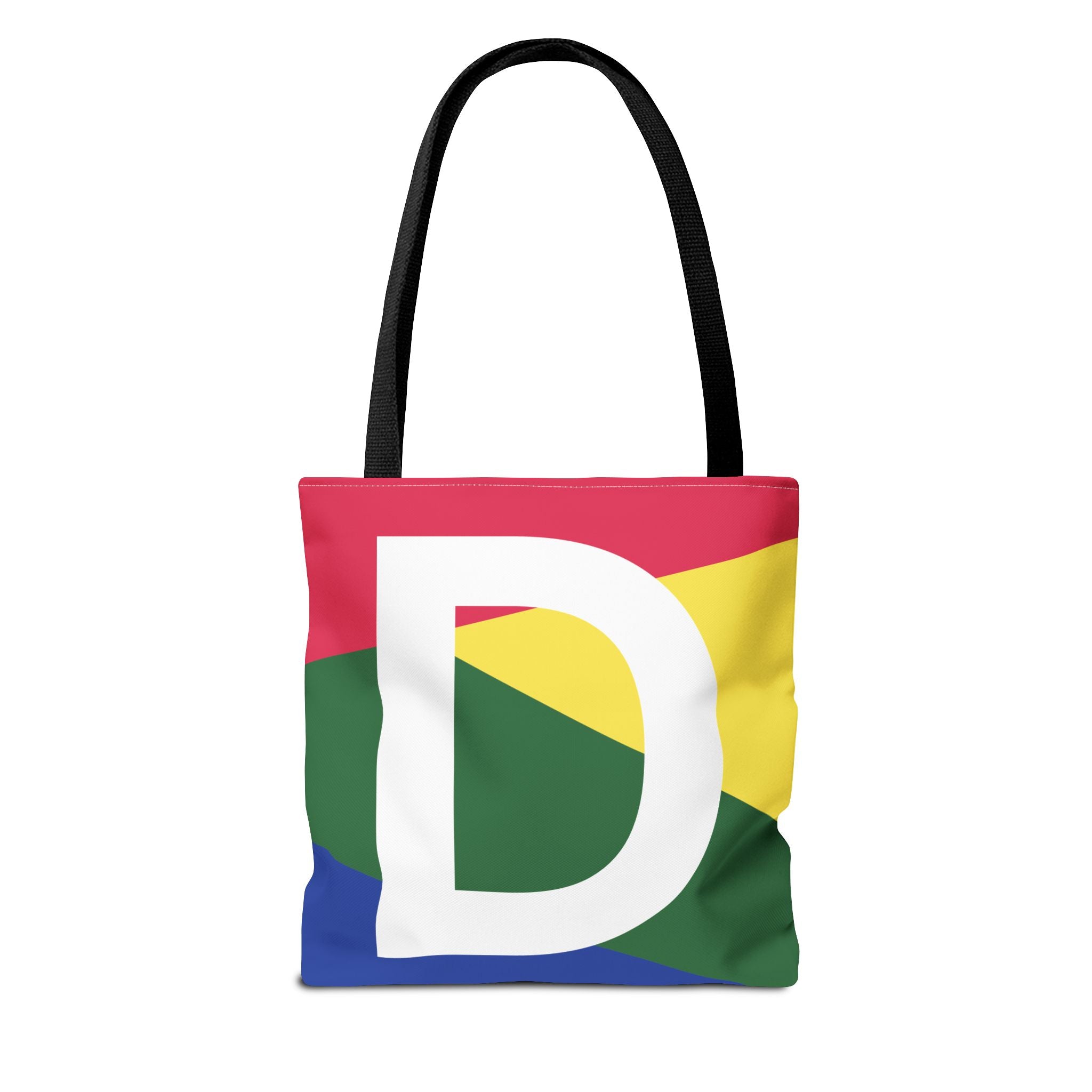 Monogram 'D' Colorblock Tote Bag — Personalized Initial D Shoulder Tote