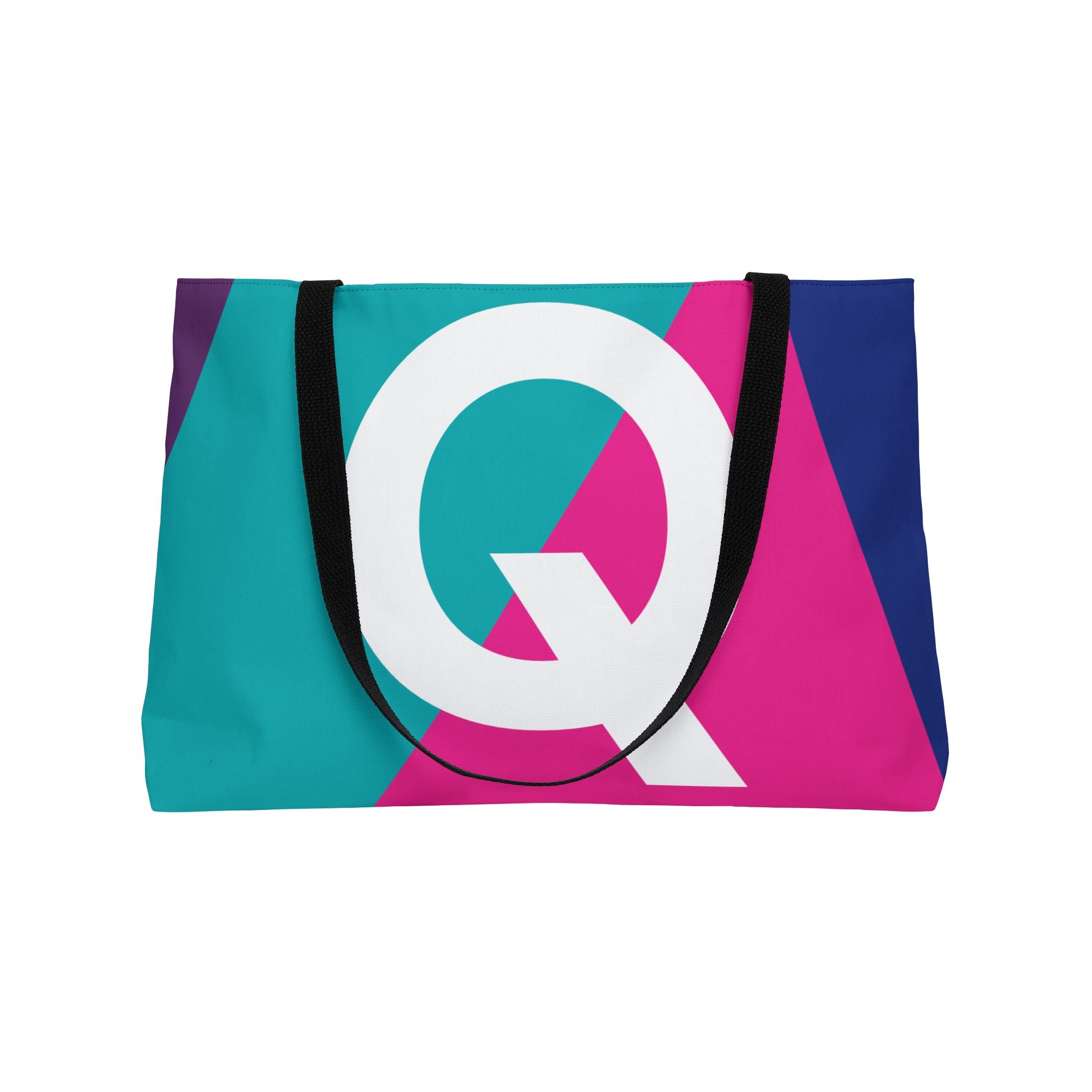 Personalized 'Q' Colorblock Tote Bag — Monogram Weekender Tote