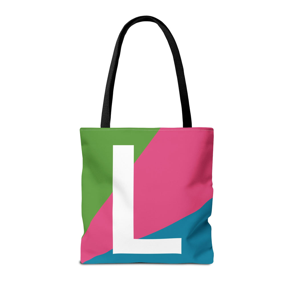 Monogram 'L' Colorblock Tote Bag — Personalized Initial L Shoulder Tote