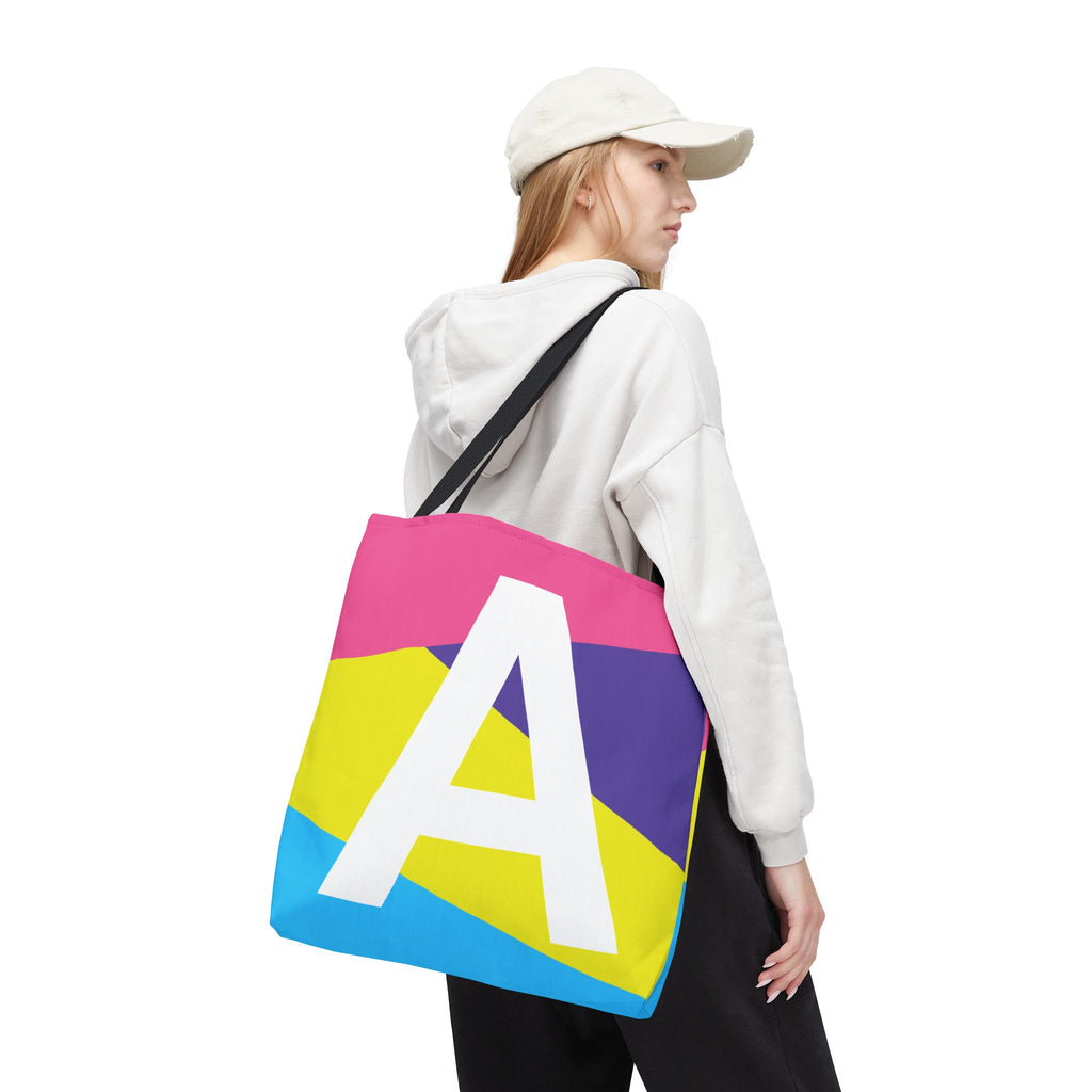 Monogram 'A' Colorblock Tote Bag — Personalized Initial A Shoulder Tote