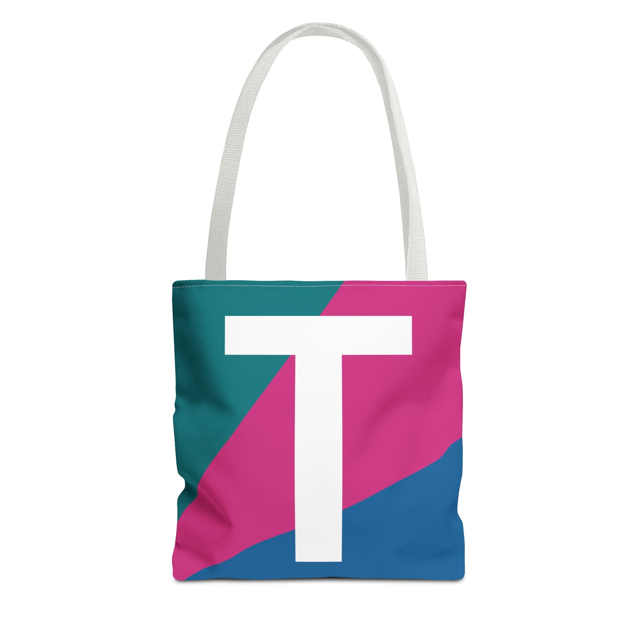 Monogram 'T' Colorblock Tote Bag — Personalized Initial T Shoulder Tote