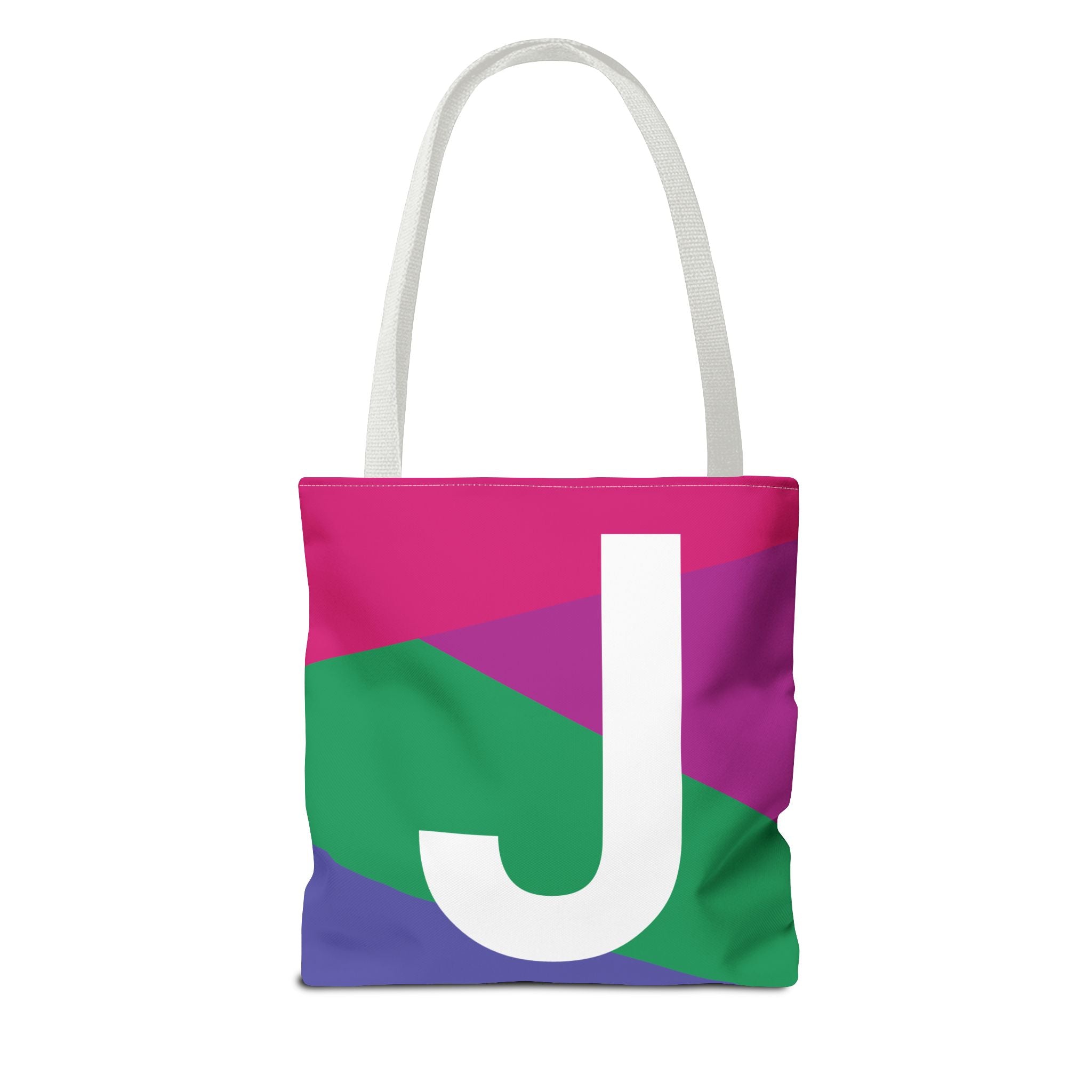 Monogram 'J' Colorblock Tote Bag — Personalized Initial J Shoulder Tote