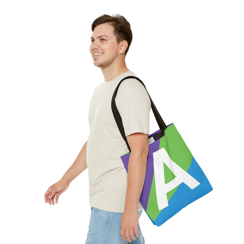 Monogram 'A' Colorblock Tote Bag — Personalized Initial A Shoulder Tote